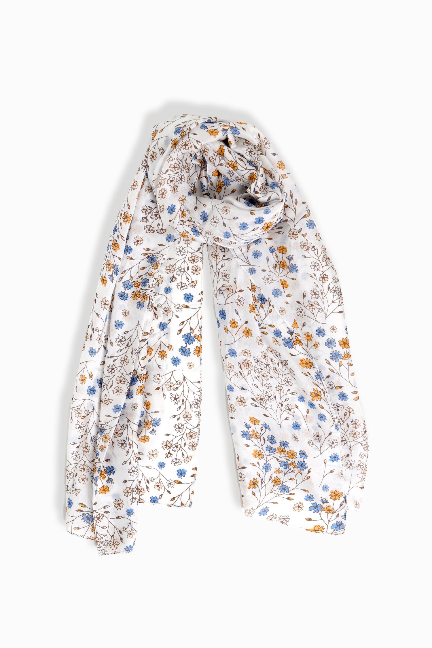 Lightweight ivory long scarf with soft seasonal floral detail – Common Knit