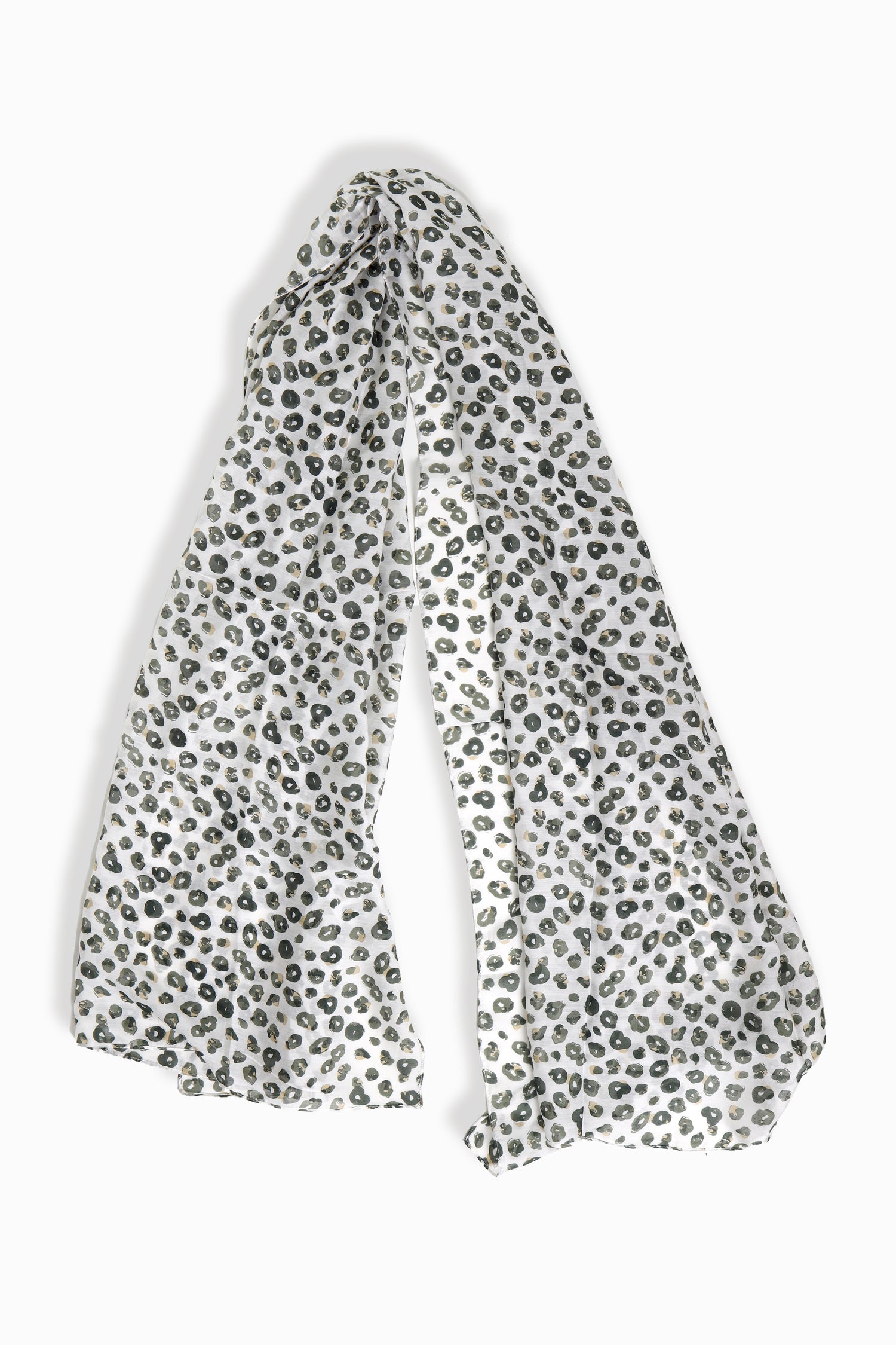 Lightweight long scarf with watercolor leopard print in green and white tones – Common Knit