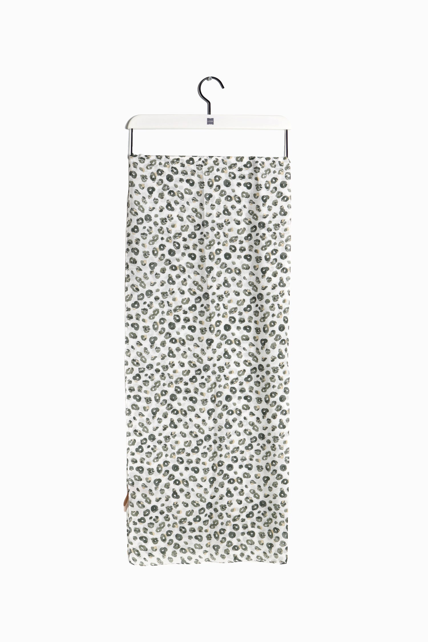 Lightweight long scarf with watercolor leopard print in green and white tones – Common Knit