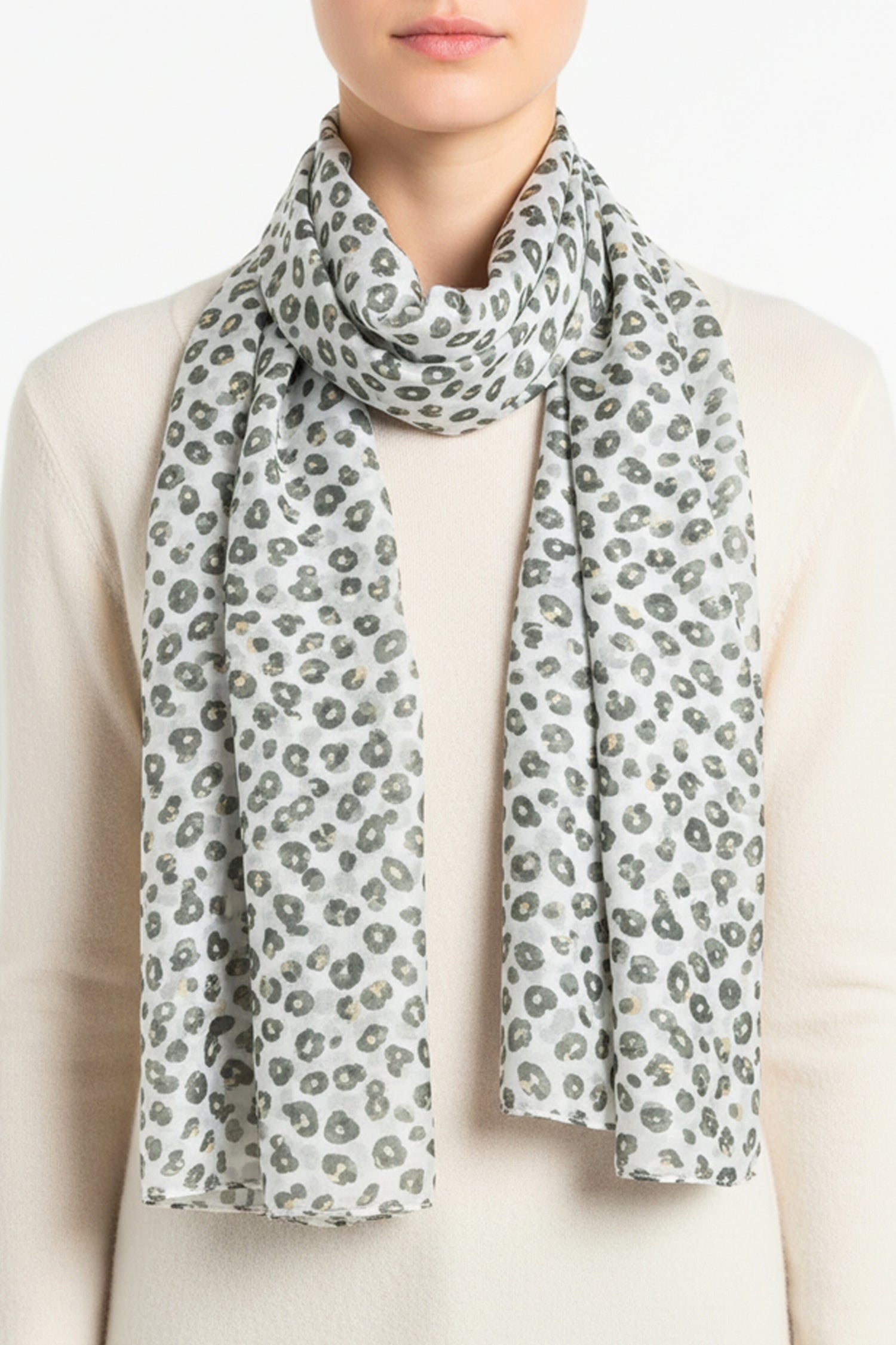 Watercolor Leopard Long Scarf