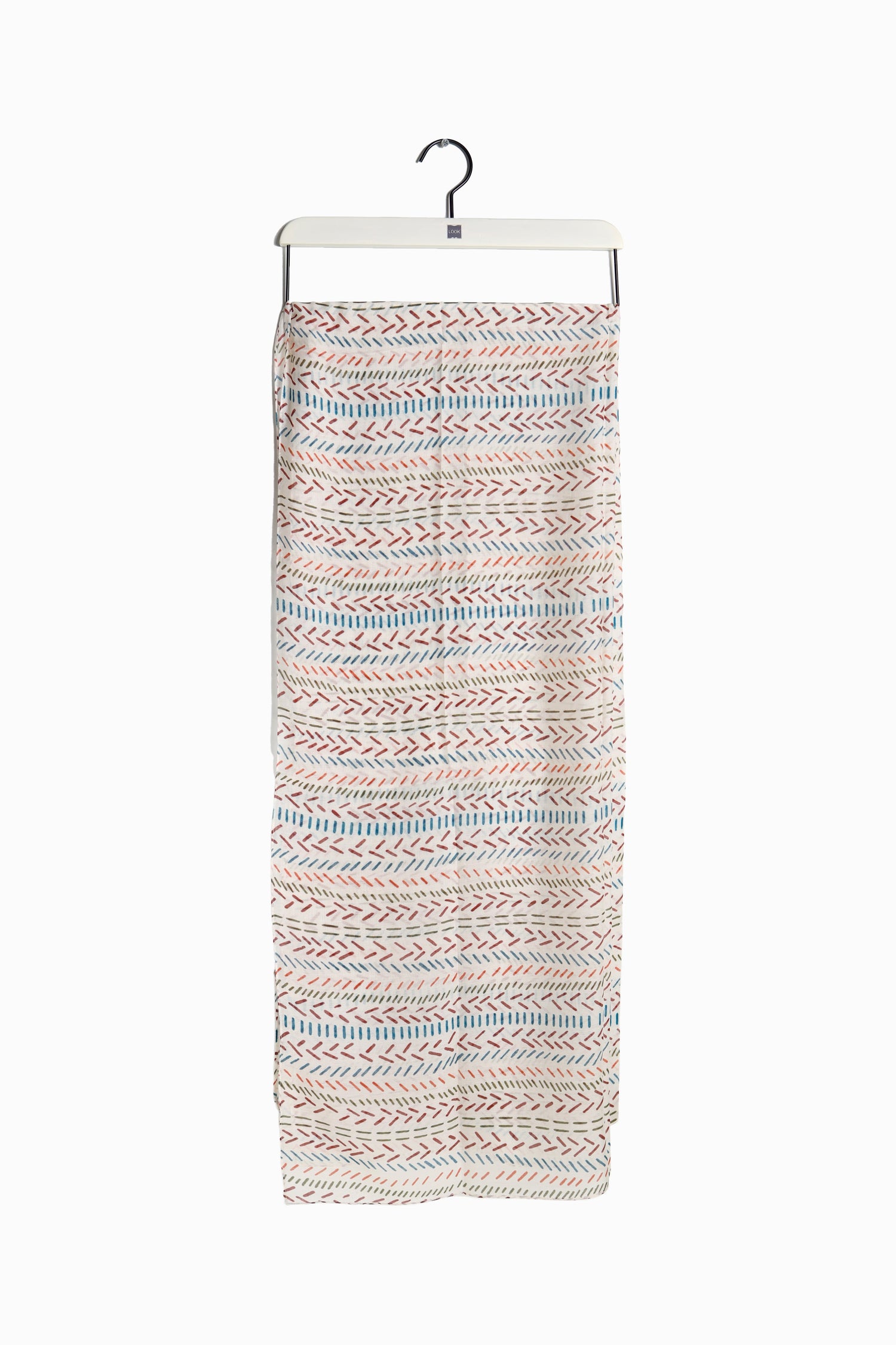 Lightweight berry long scarf with bohemian geometric line pattern – Common Knit