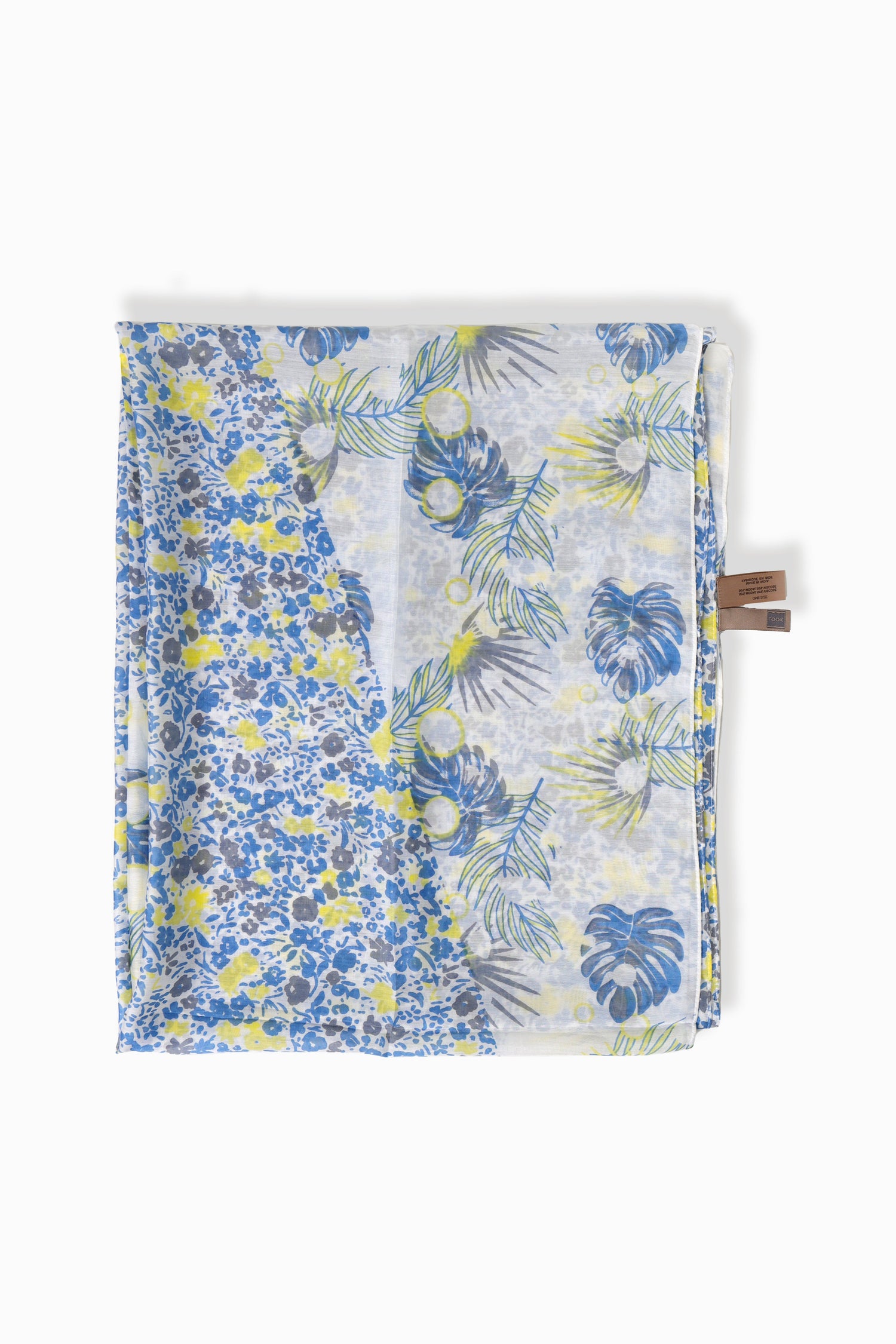 Reversible floral long scarf with contrasting blue and yellow prints – Common Knit