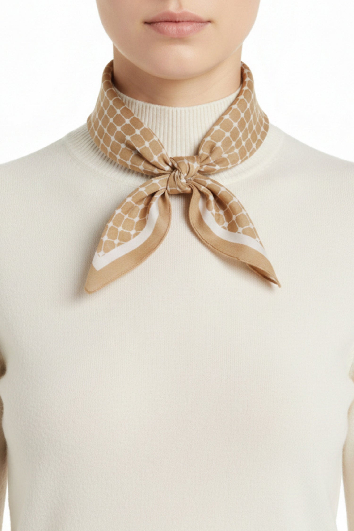 Lightweight gold bandana with dotted diamond geometric pattern – Common Knit