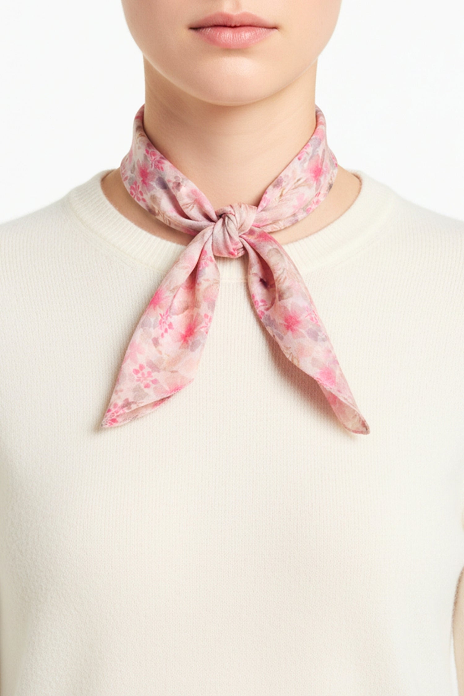 Pink lightweight watercolor floral bandana for spring and summer styling – Common Knit
