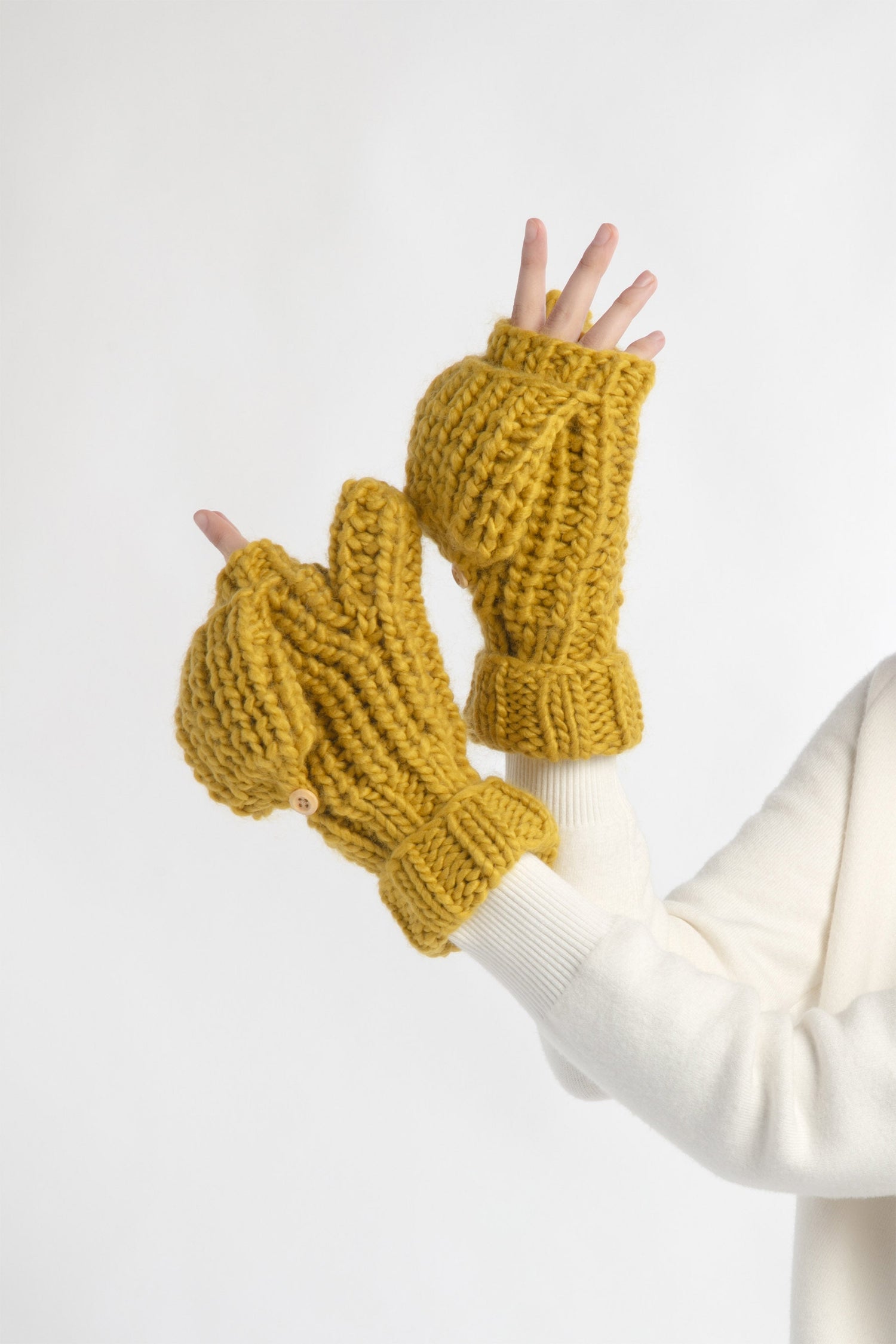 Hand-Knitted Flip Mitten Gloves