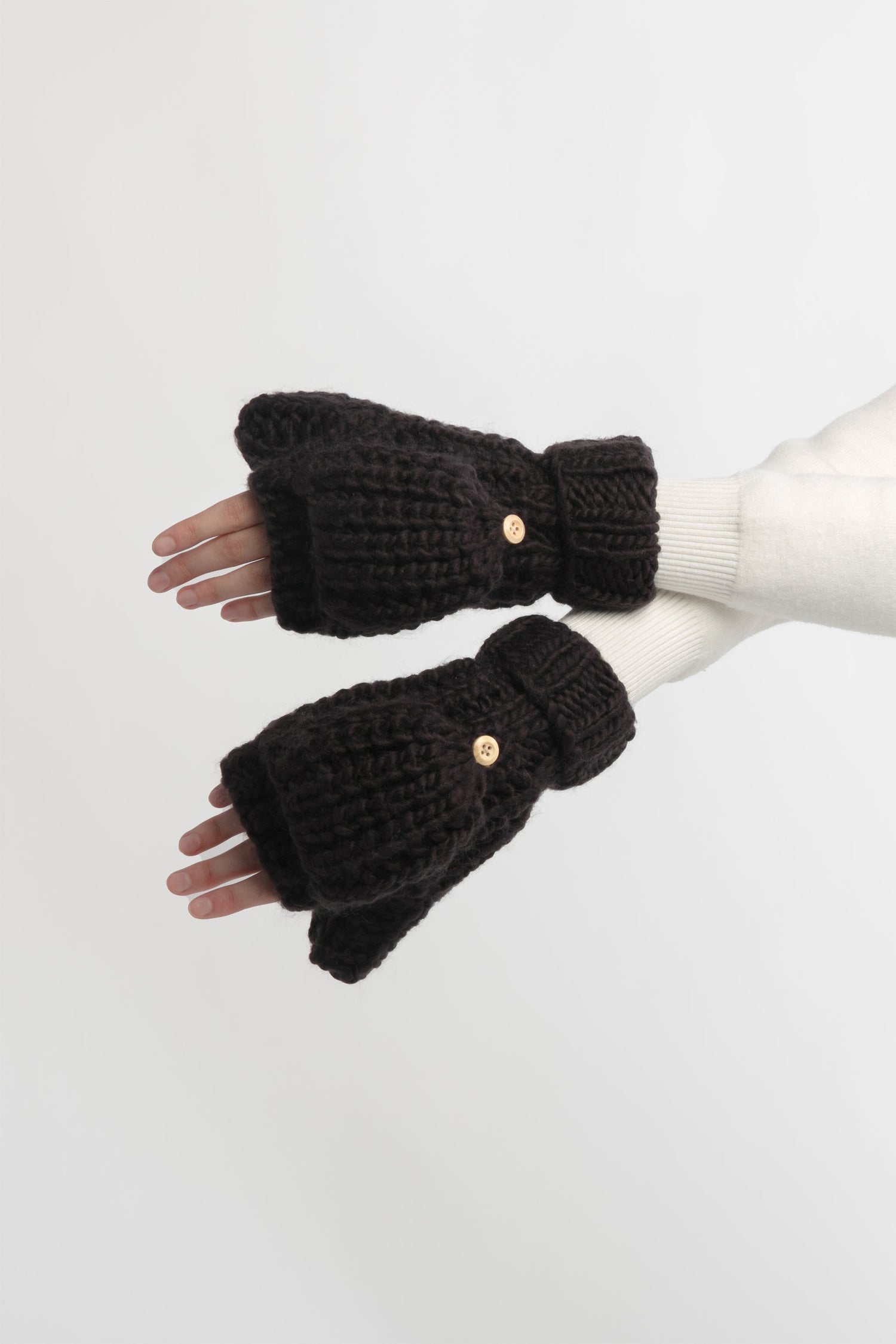 Hand-Knitted Flip Mitten Gloves