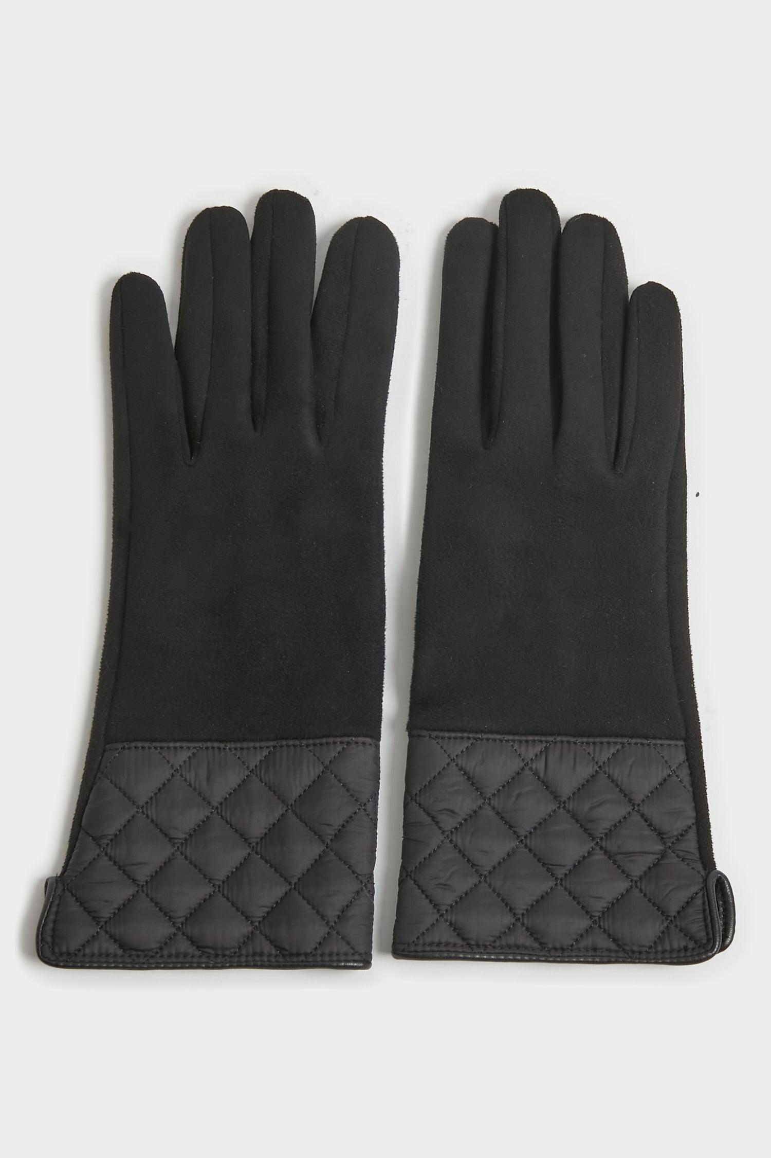 Faux Suede Quilted Gloves