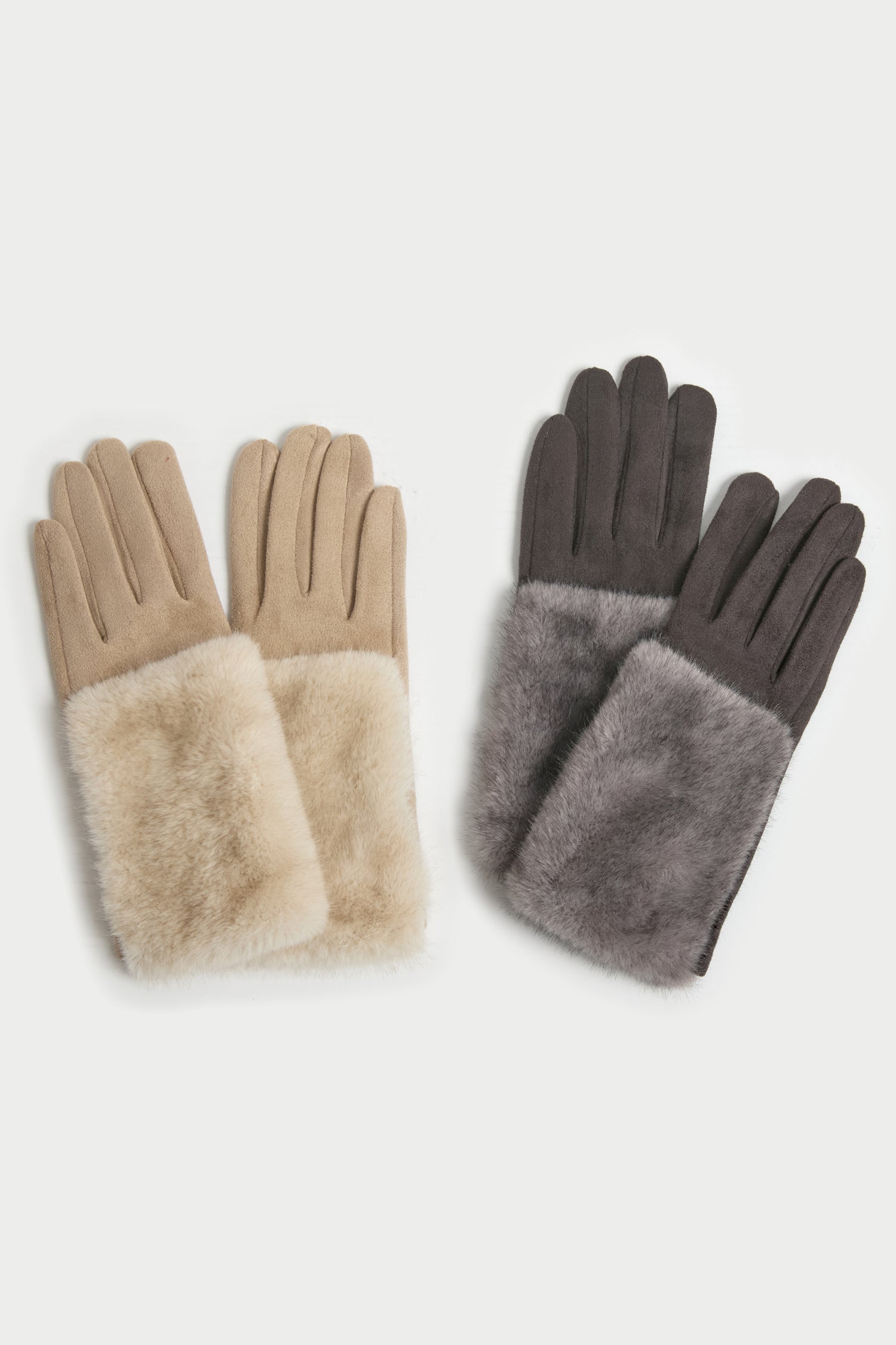 Gradient Fur Suede Gloves