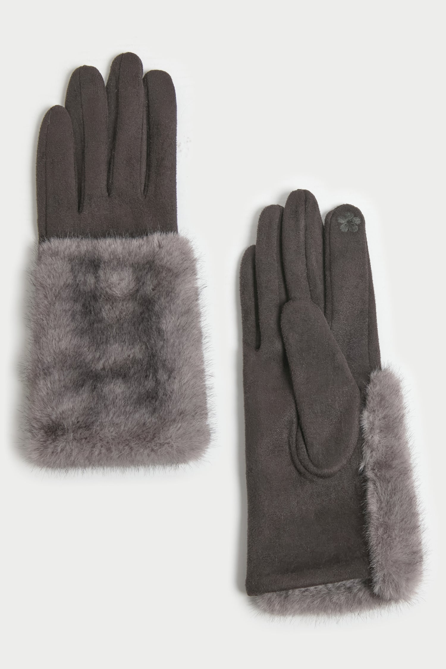 Gradient Fur Suede Gloves