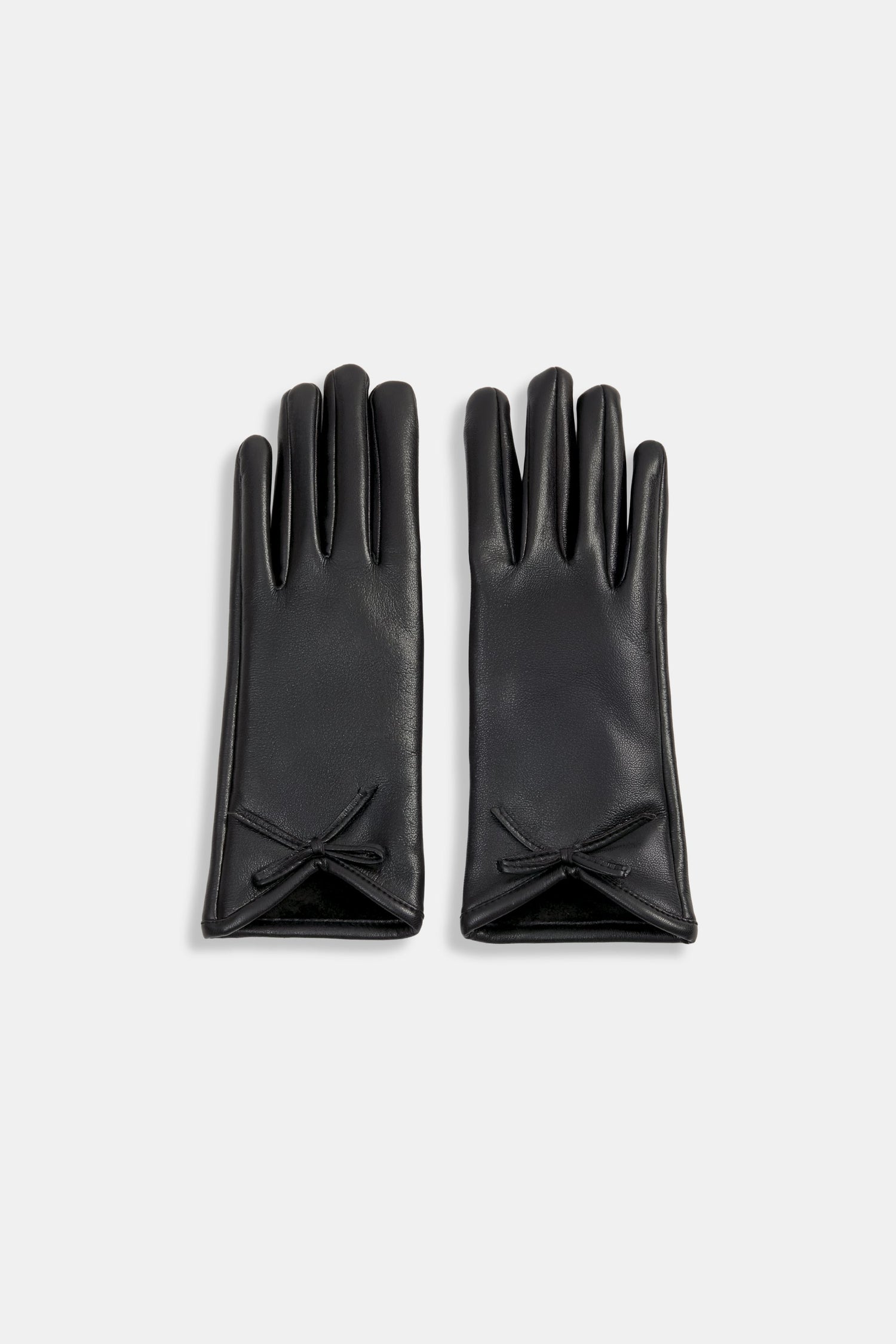 Bow Detail Leather Gloves