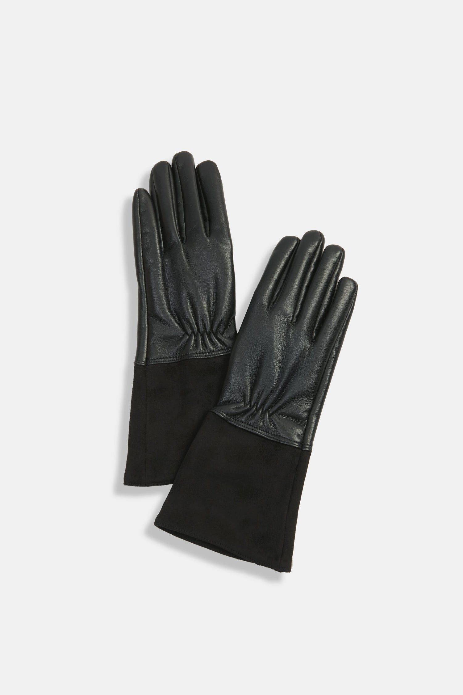 Contrast Suede Midi Gloves