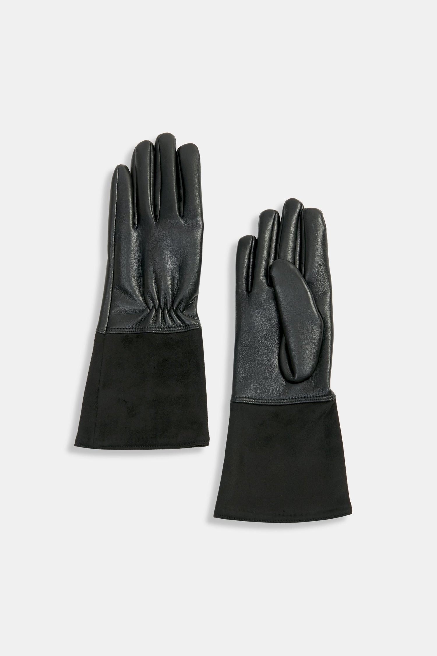 Contrast Suede Midi Gloves