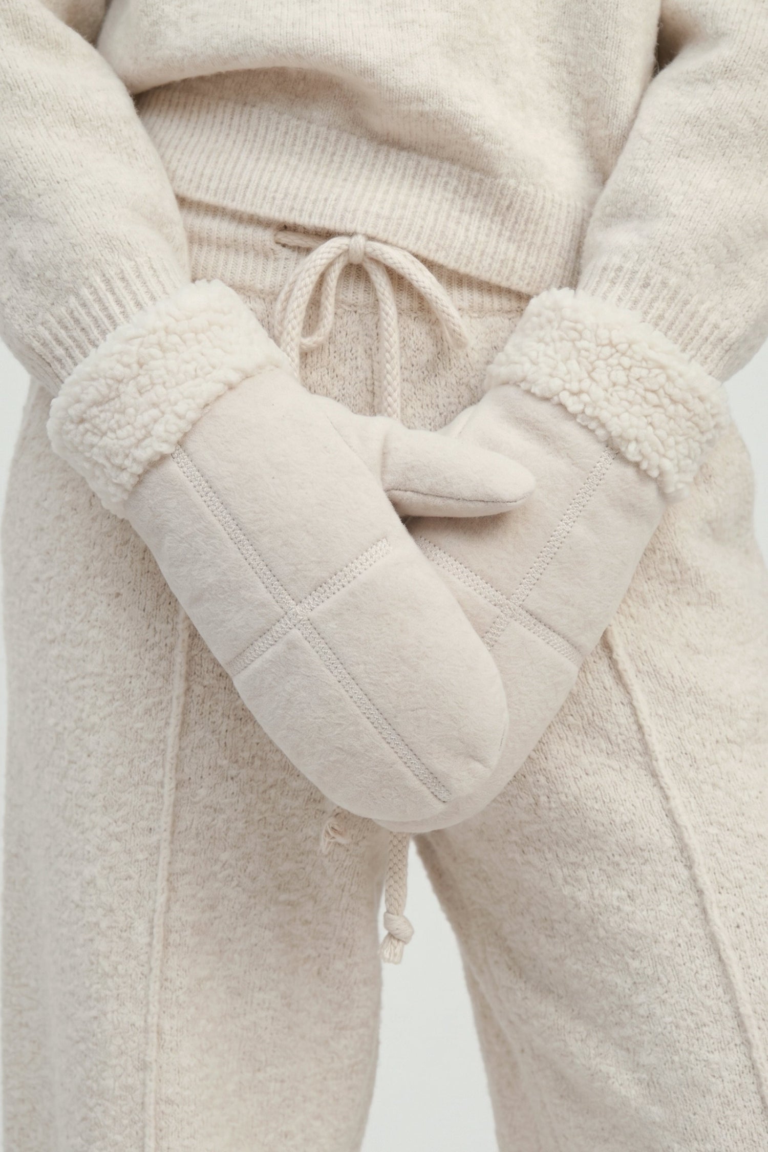Sherpa Trim Cross Mittens
