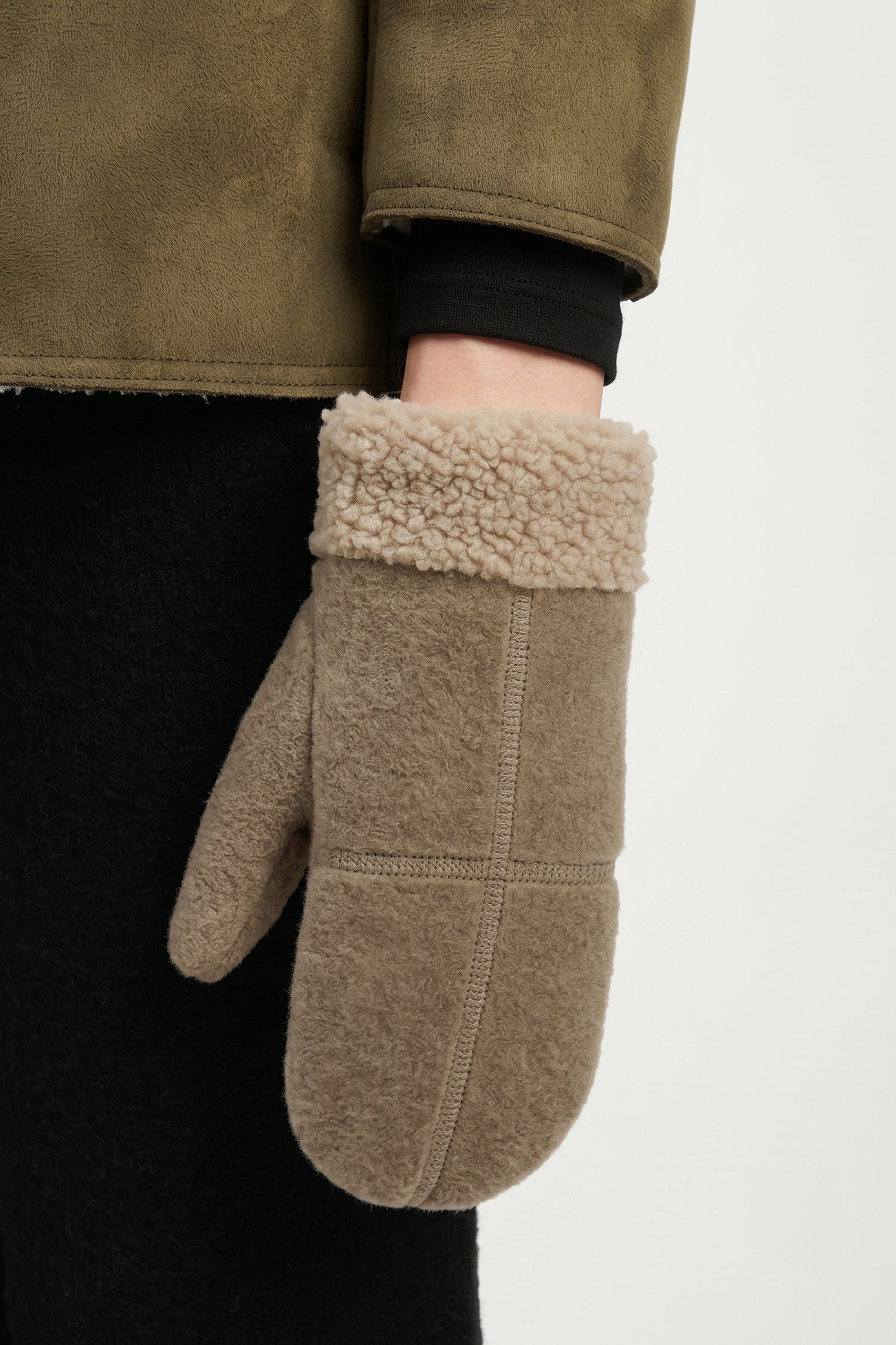 Sherpa Trim Cross Mittens