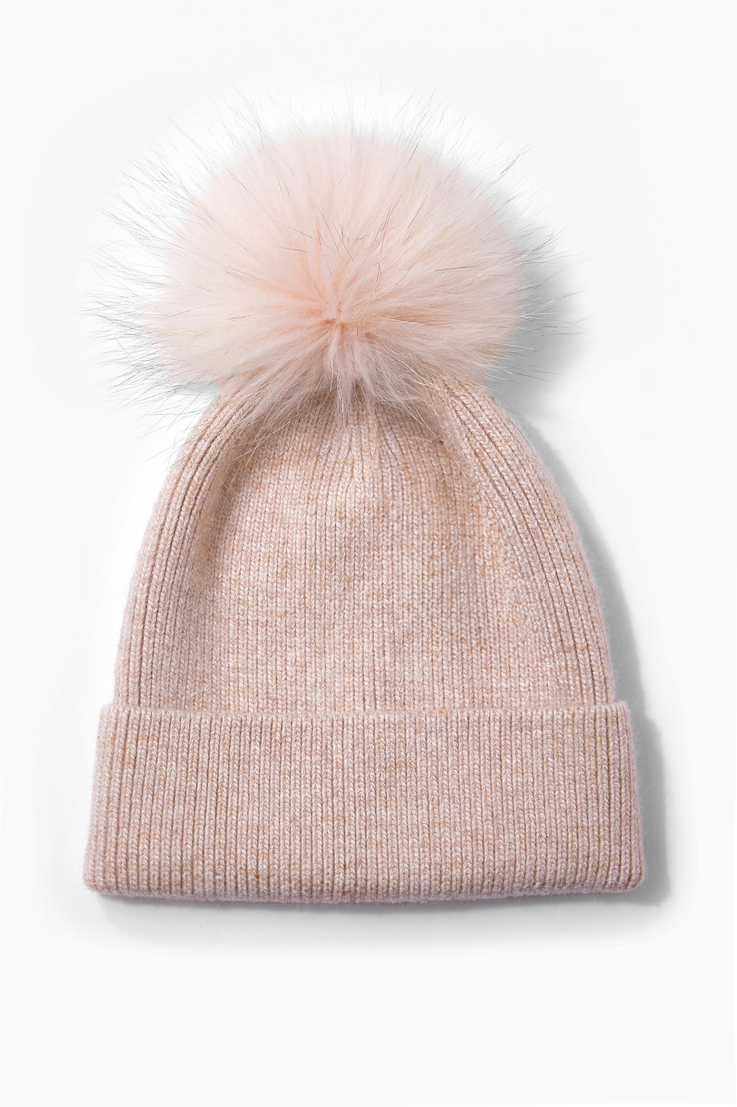 Basic Ribbed Knit Pom Pom Beanie