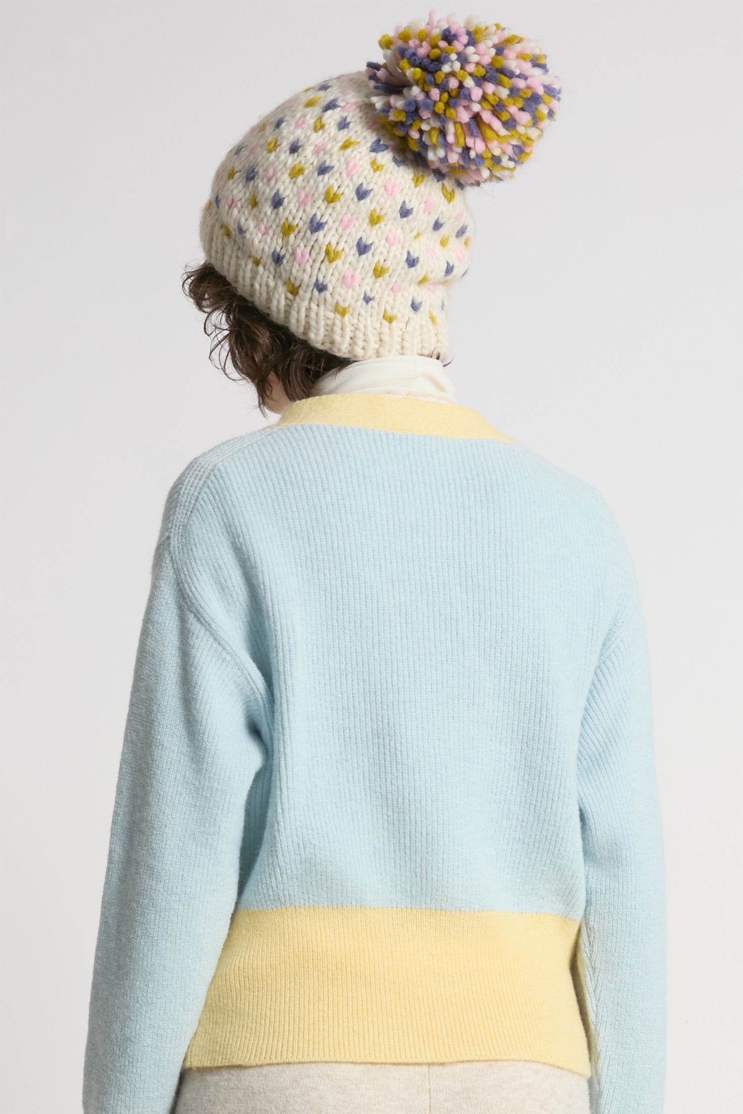 Multi Mini Heart Pompom Hat