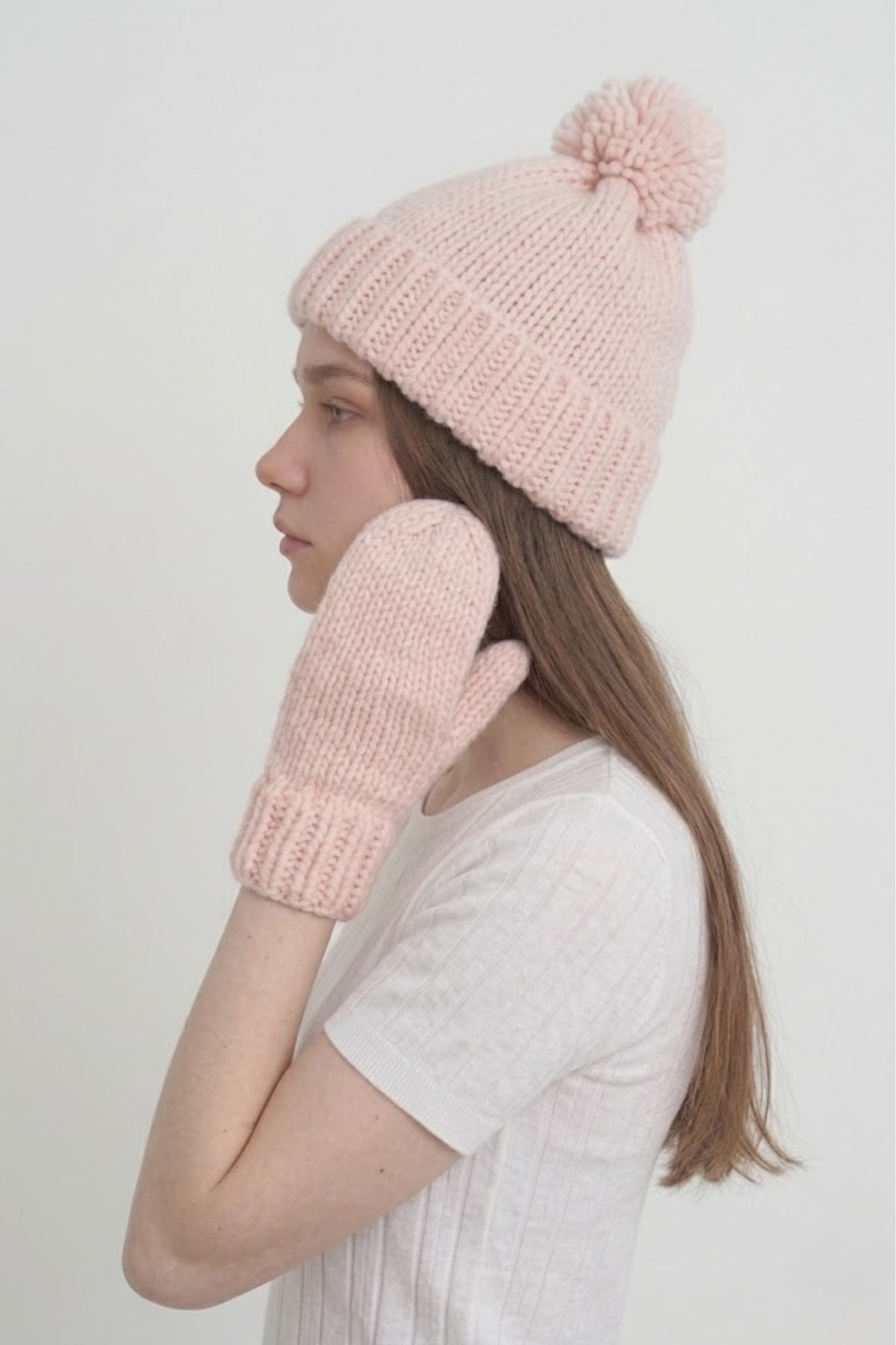Hand-Knitted Basic Pompom Hat