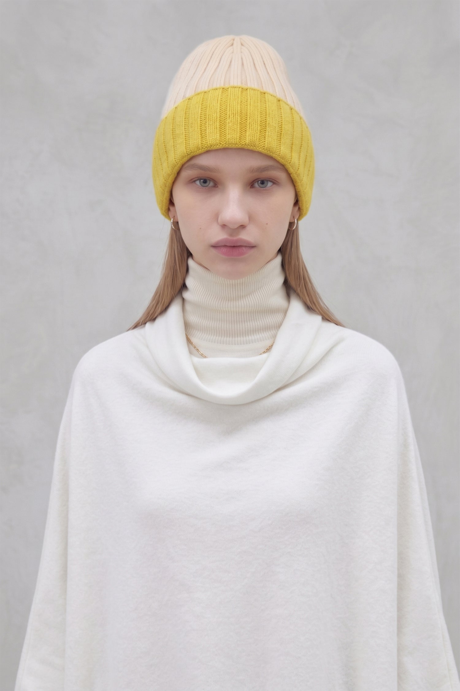 Split Color Block Ribbed Beanie