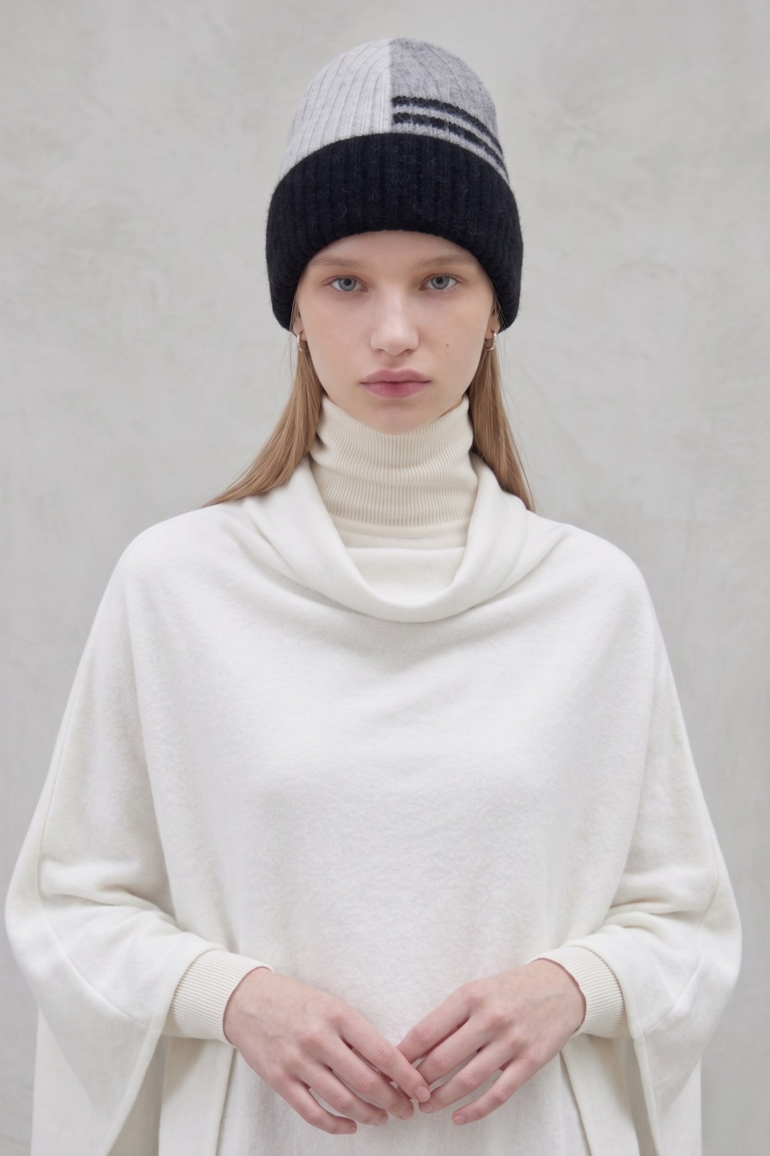 Double-Stripe Split Color Block Beanie