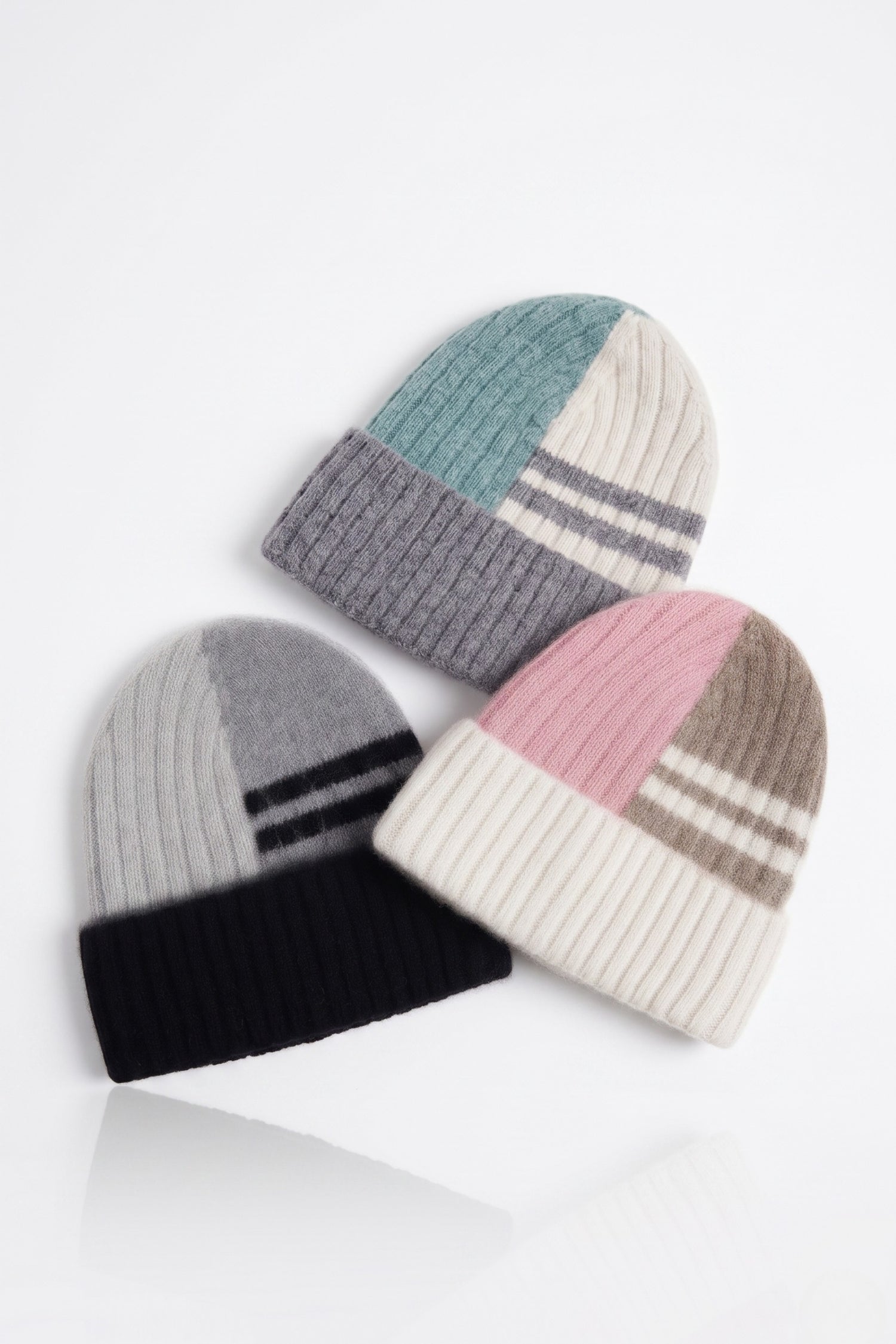 Double-Stripe Split Color Block Beanie