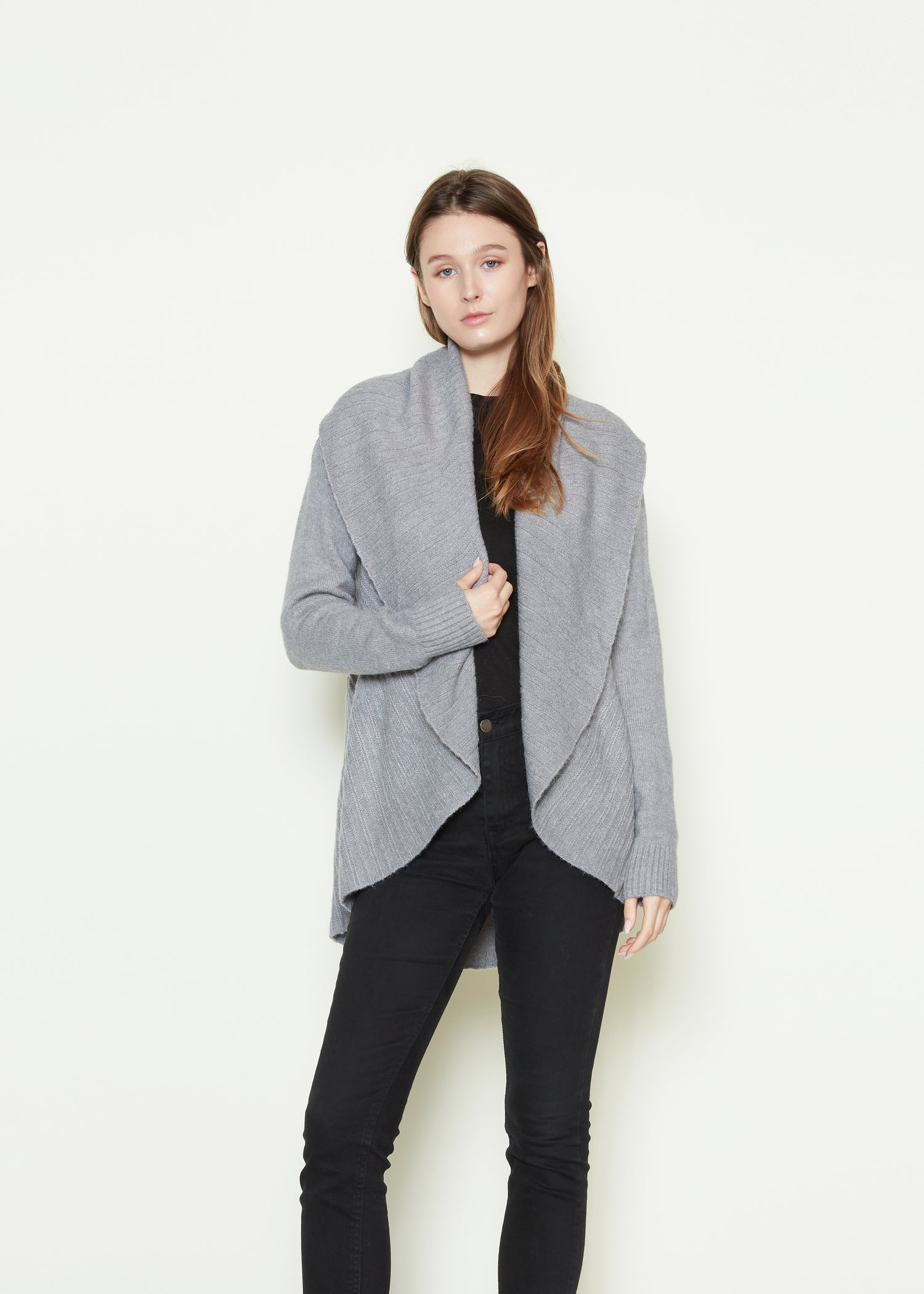 Heather Pleats Shawl Cardigan