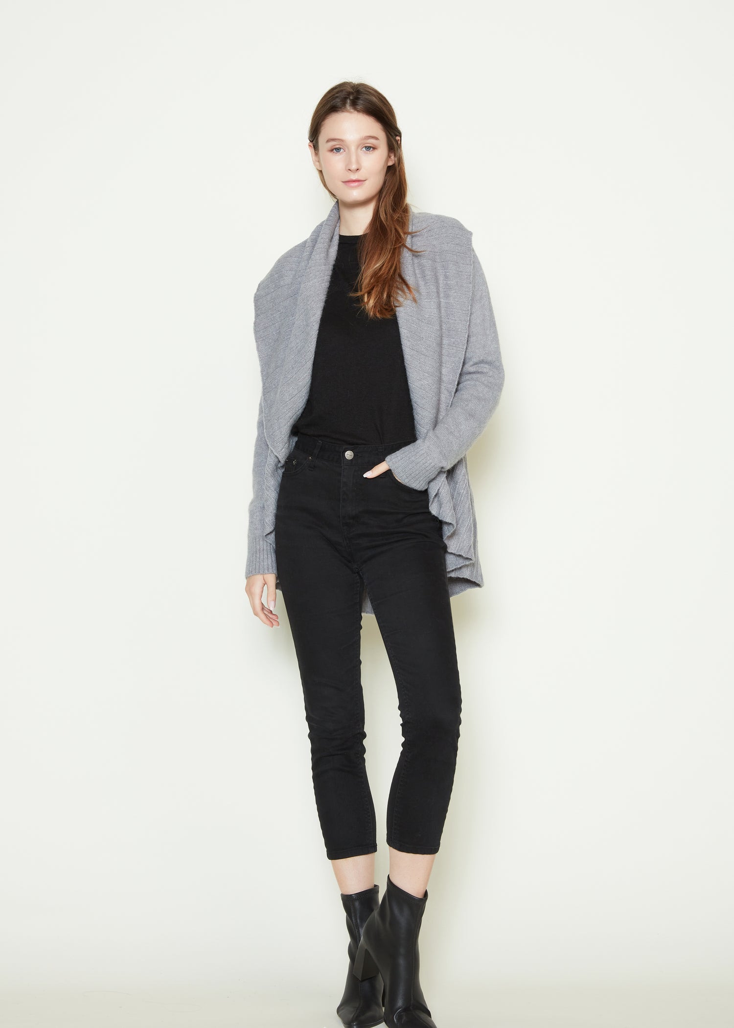 Heather Pleats Shawl Cardigan