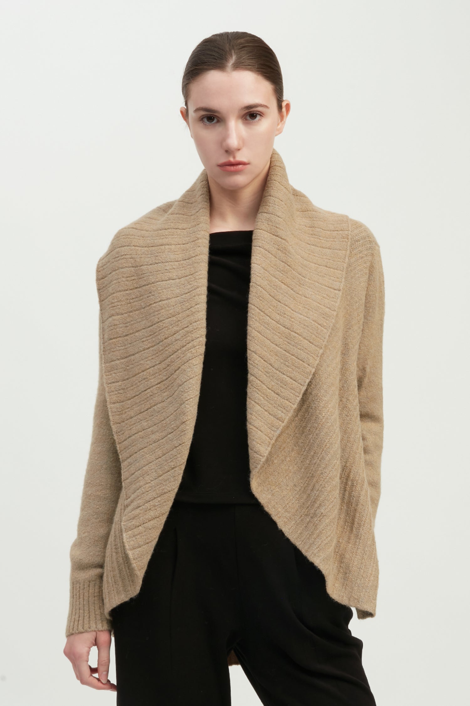 Heather Pleats Shawl Cardigan