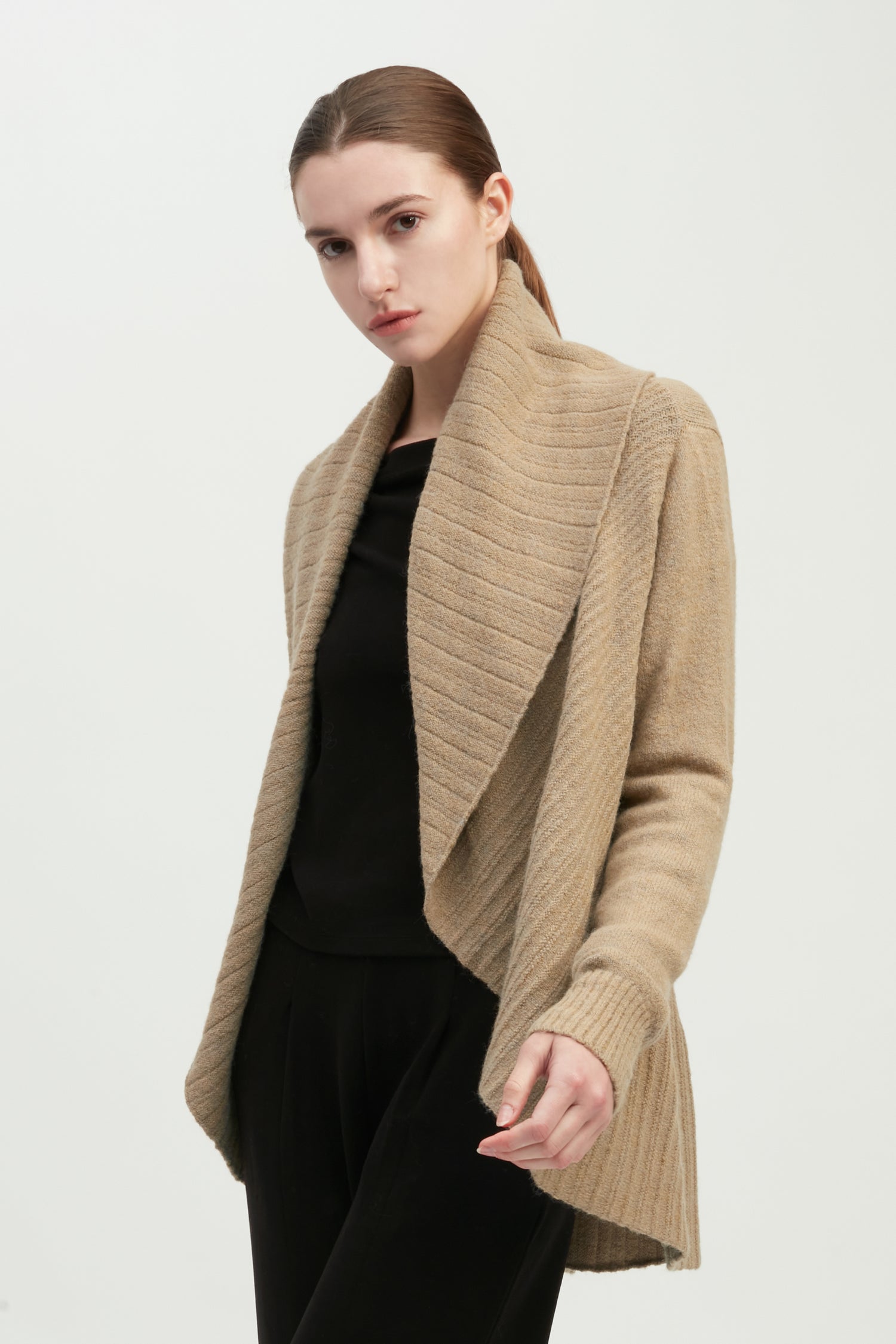 Heather Pleats Shawl Cardigan