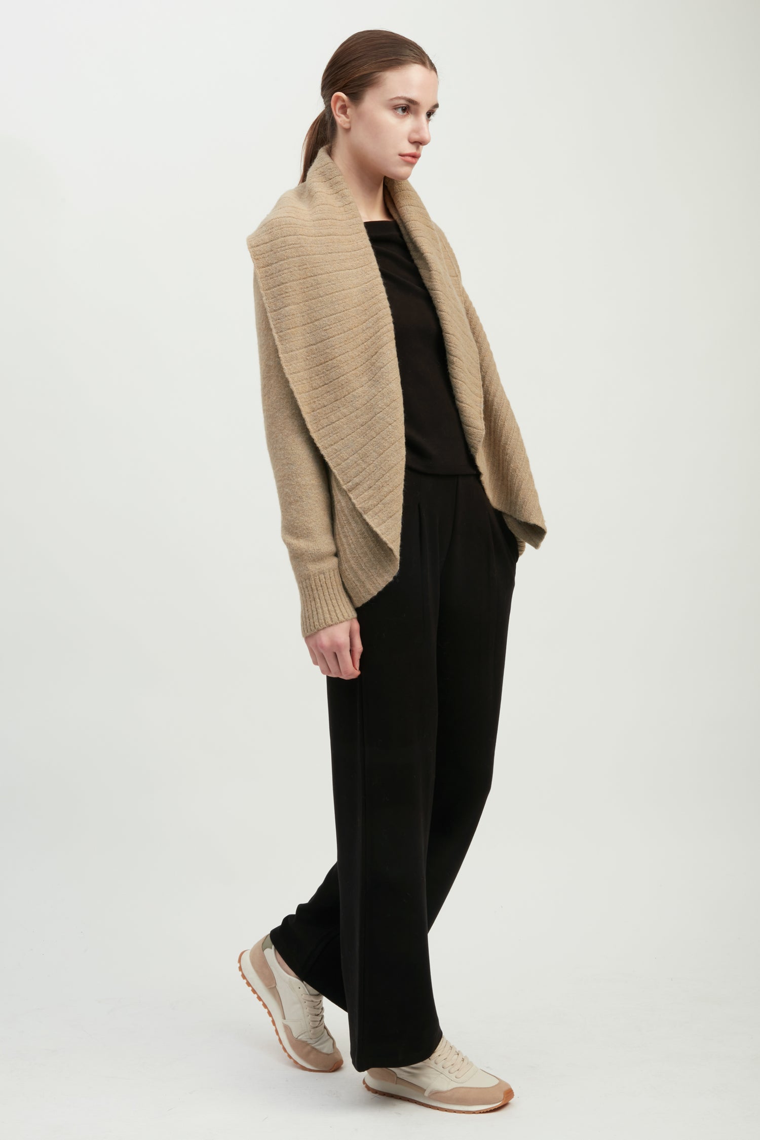 Heather Pleats Shawl Cardigan