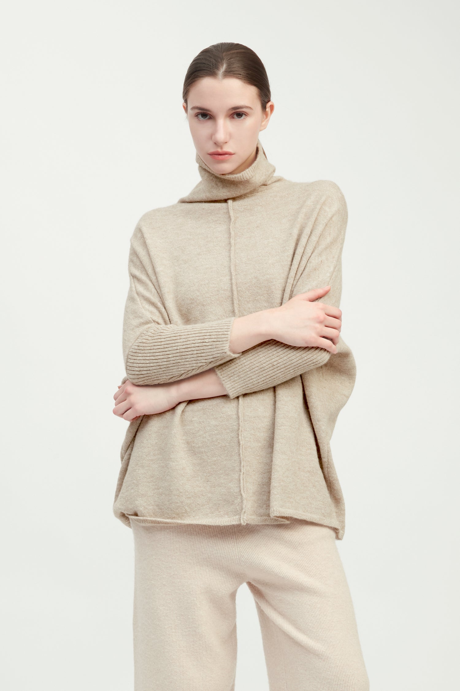 Seam Turtleneck Soft Sweater