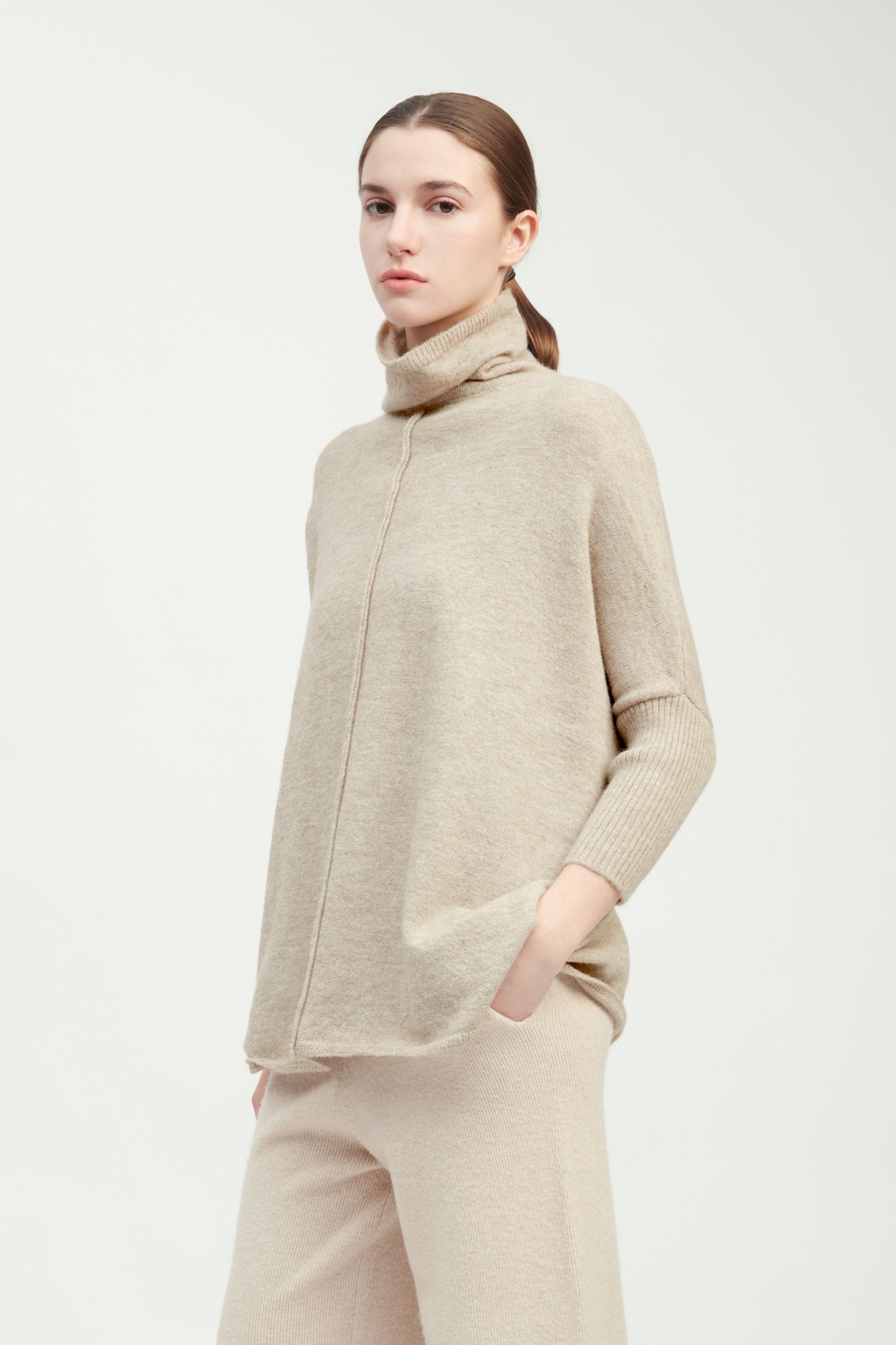 Seam Turtleneck Soft Sweater