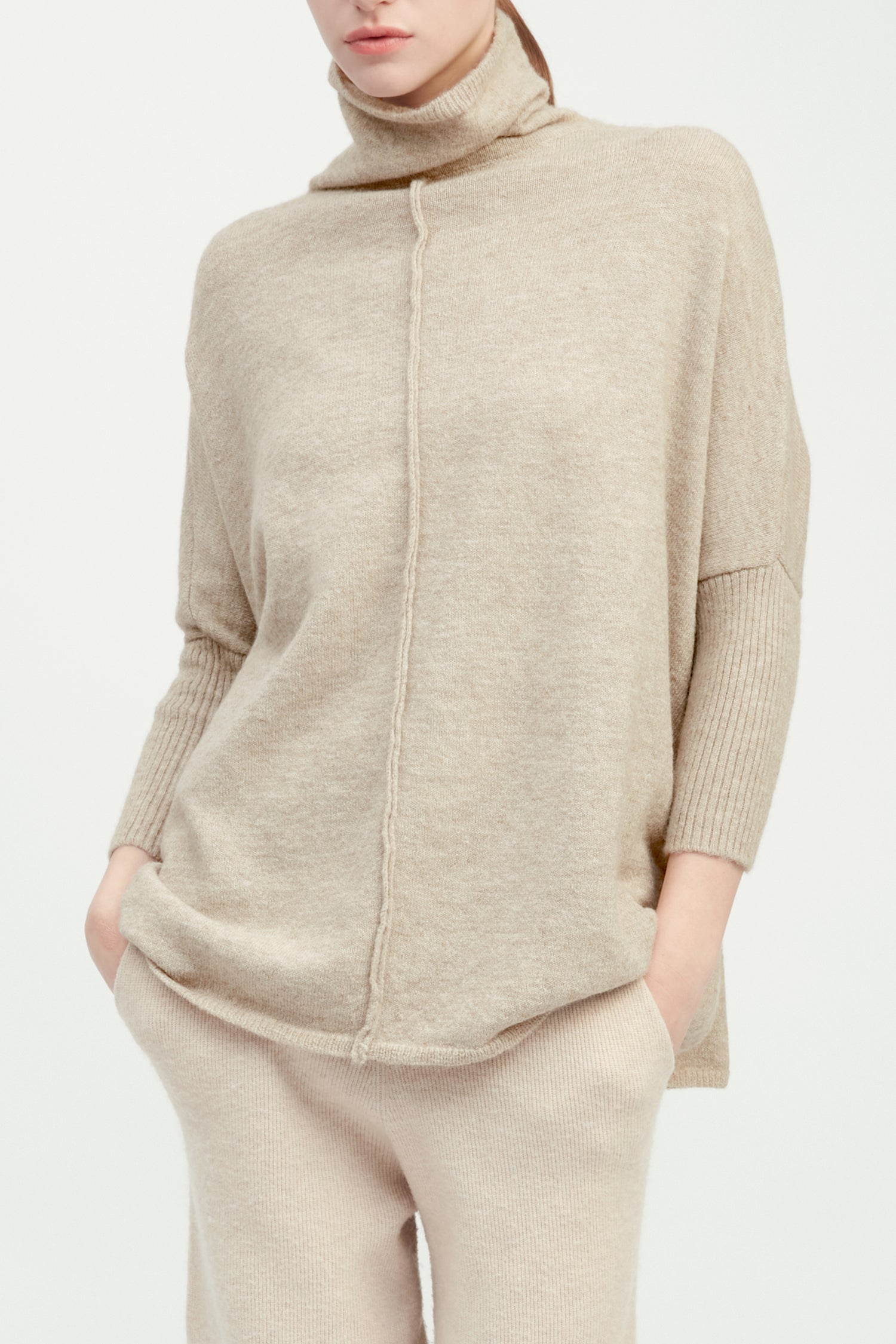 Seam Turtleneck Soft Sweater