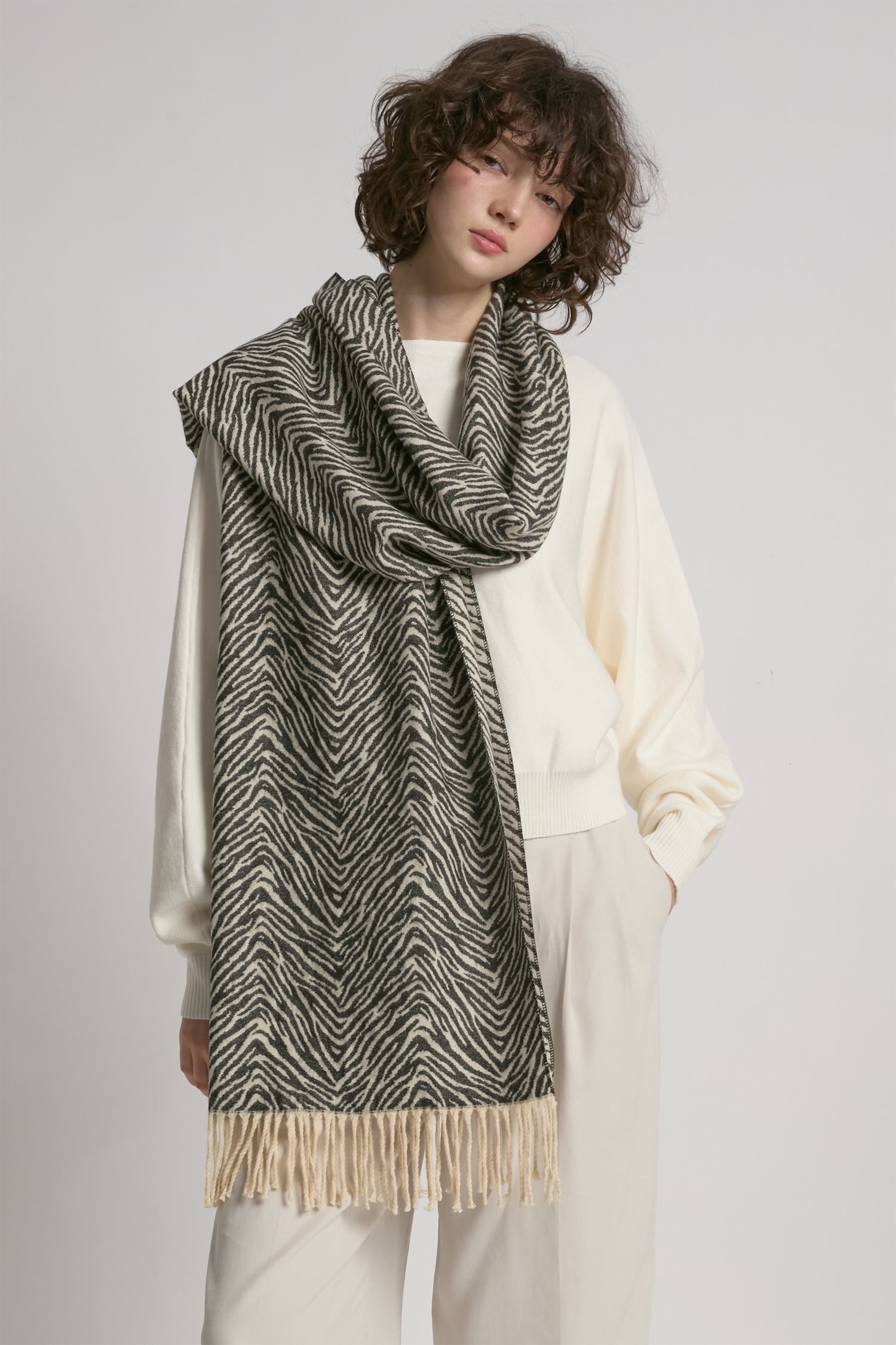 Zebra Pattern Woven Scarf