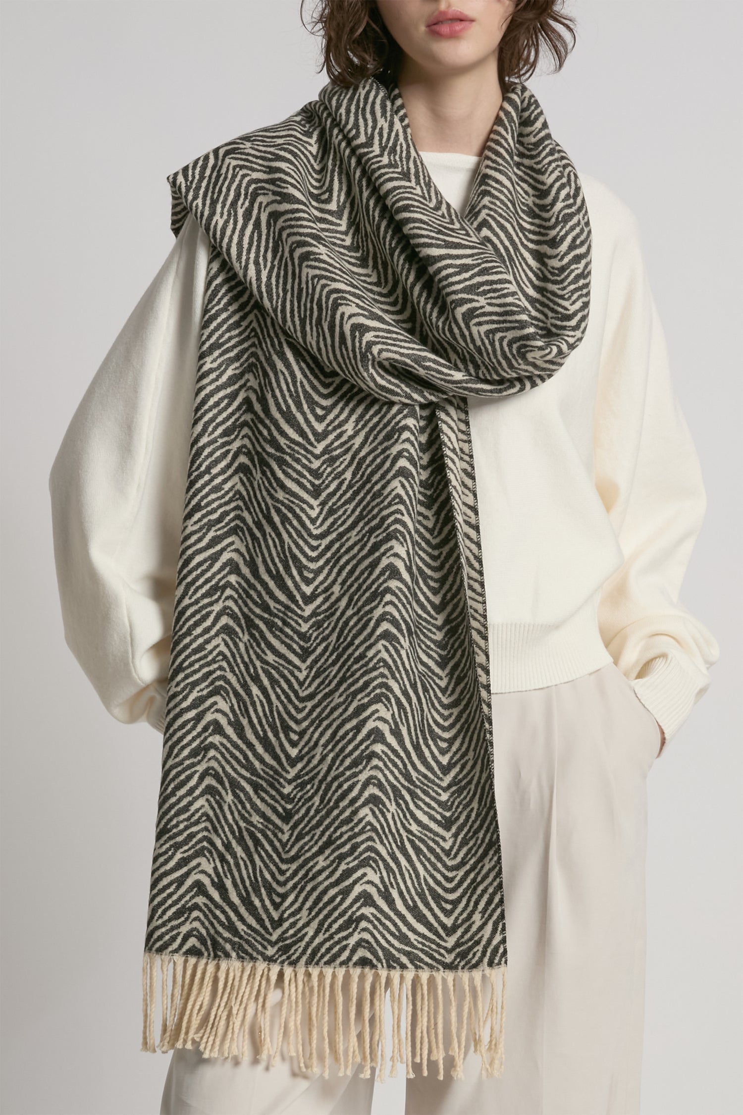 Zebra Pattern Woven Scarf