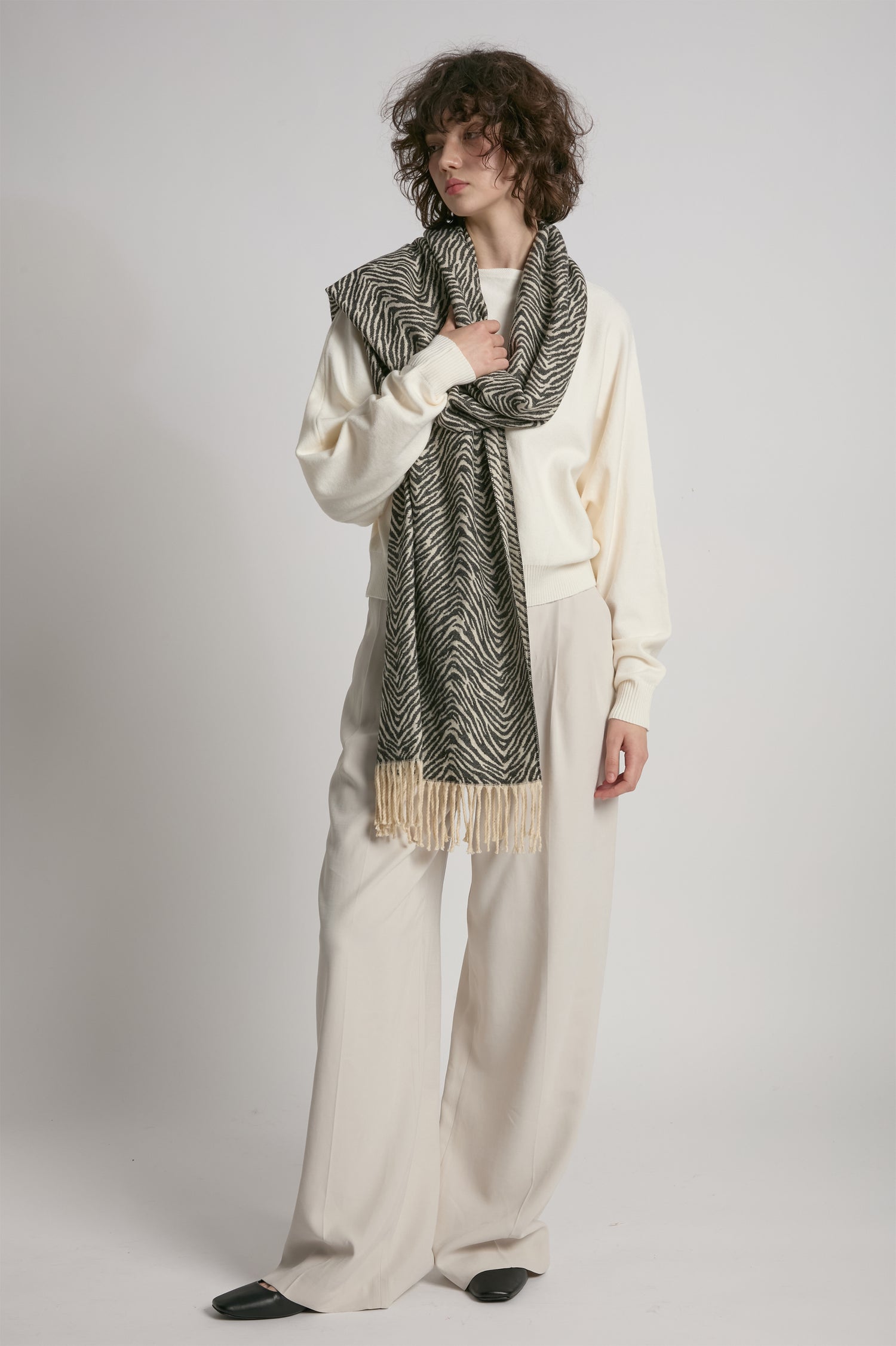 Zebra Pattern Woven Scarf