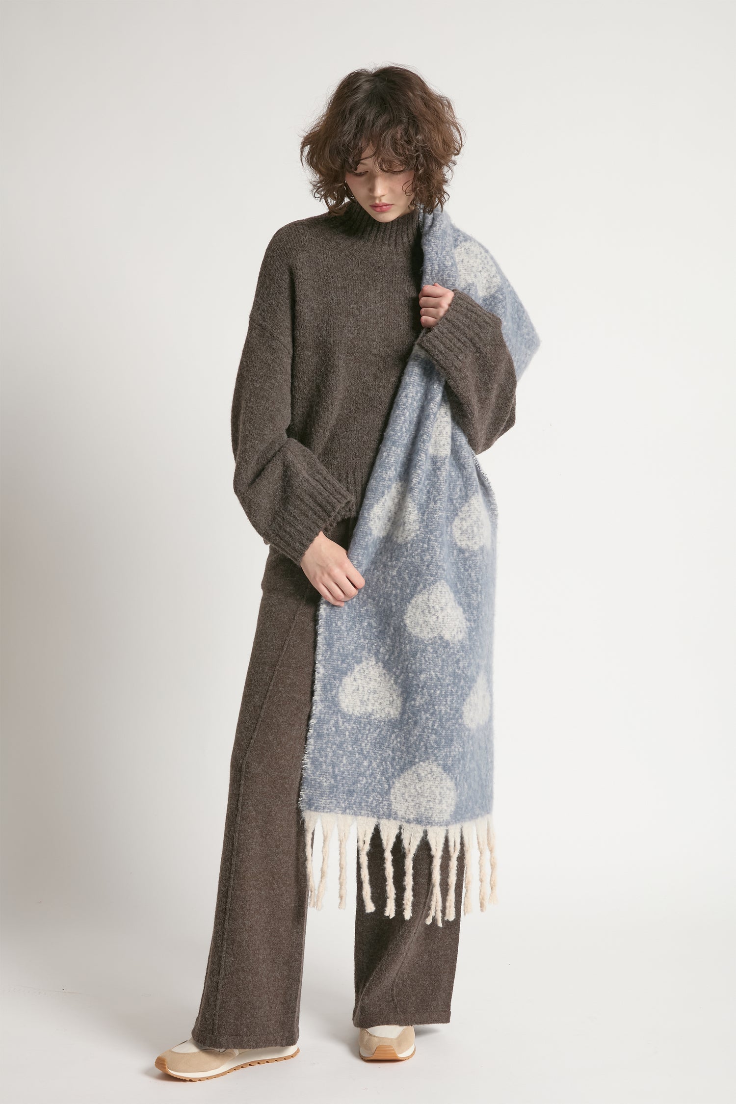 Knitted Heart Tassel Scarf