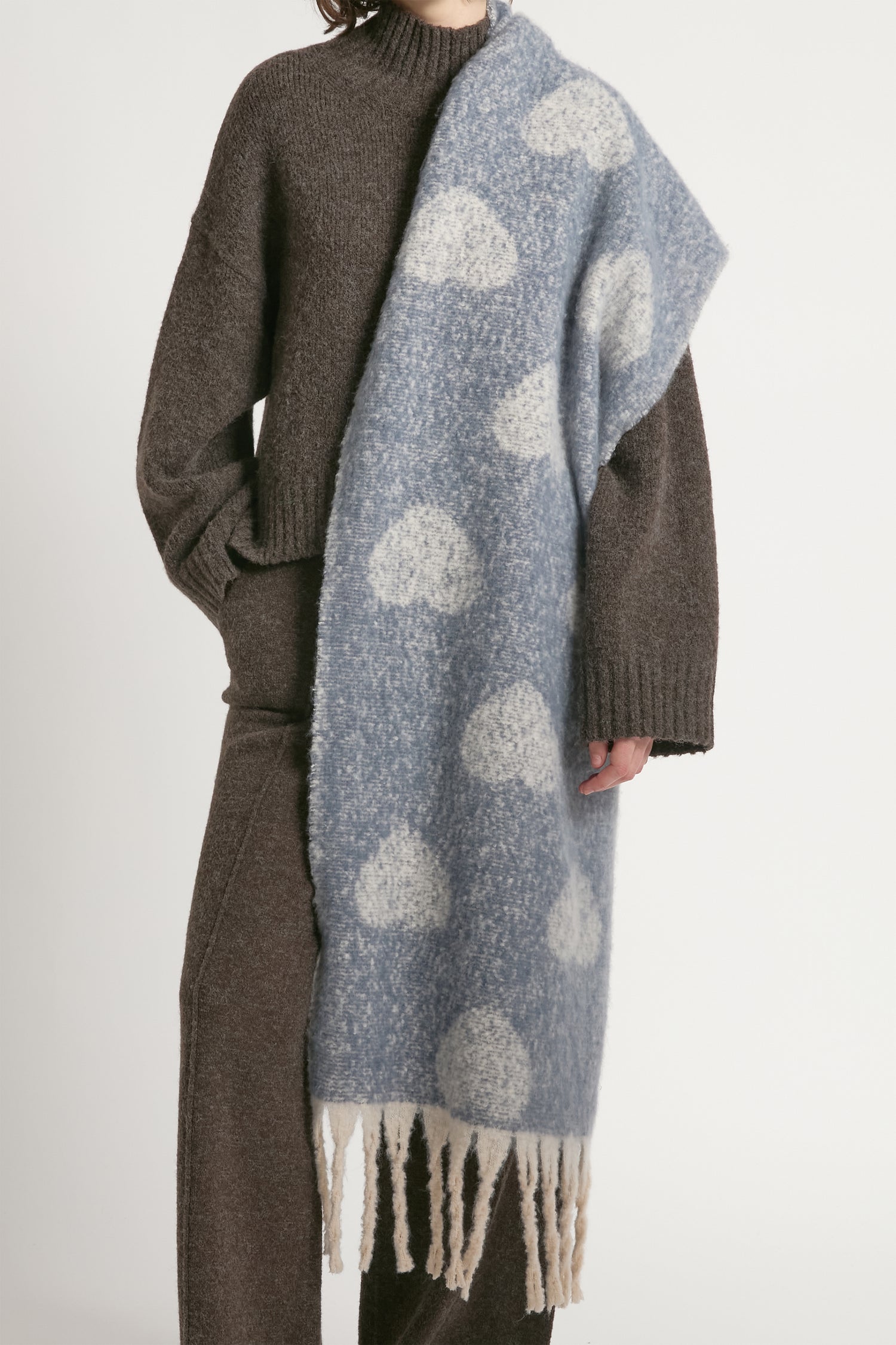 Knitted Heart Tassel Scarf