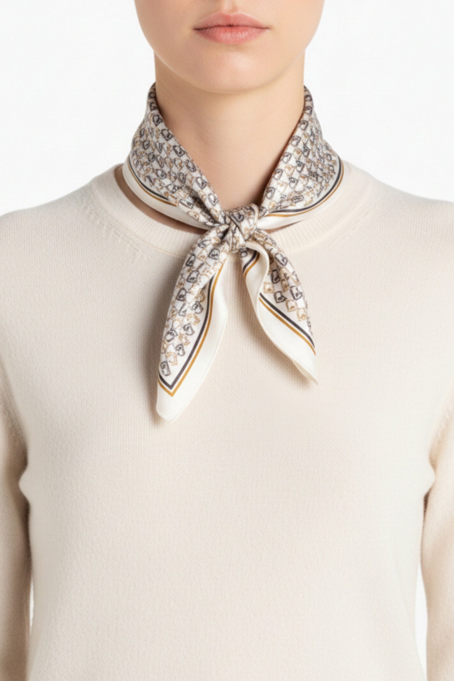 Ivory patterned bandana with mid-century inspired design for elegant styling – Common Knit