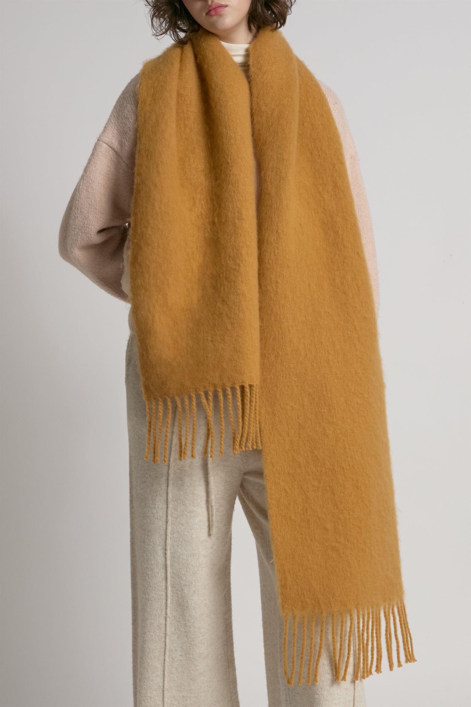 Solid Fringe Hem Grunge Scarf