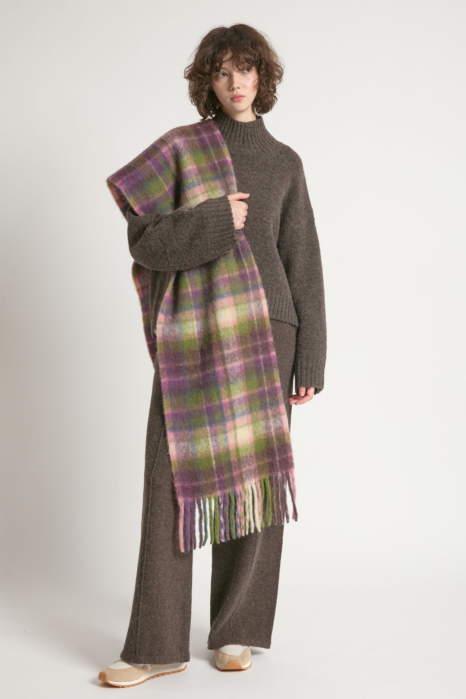 Grape Check Wool Scarf