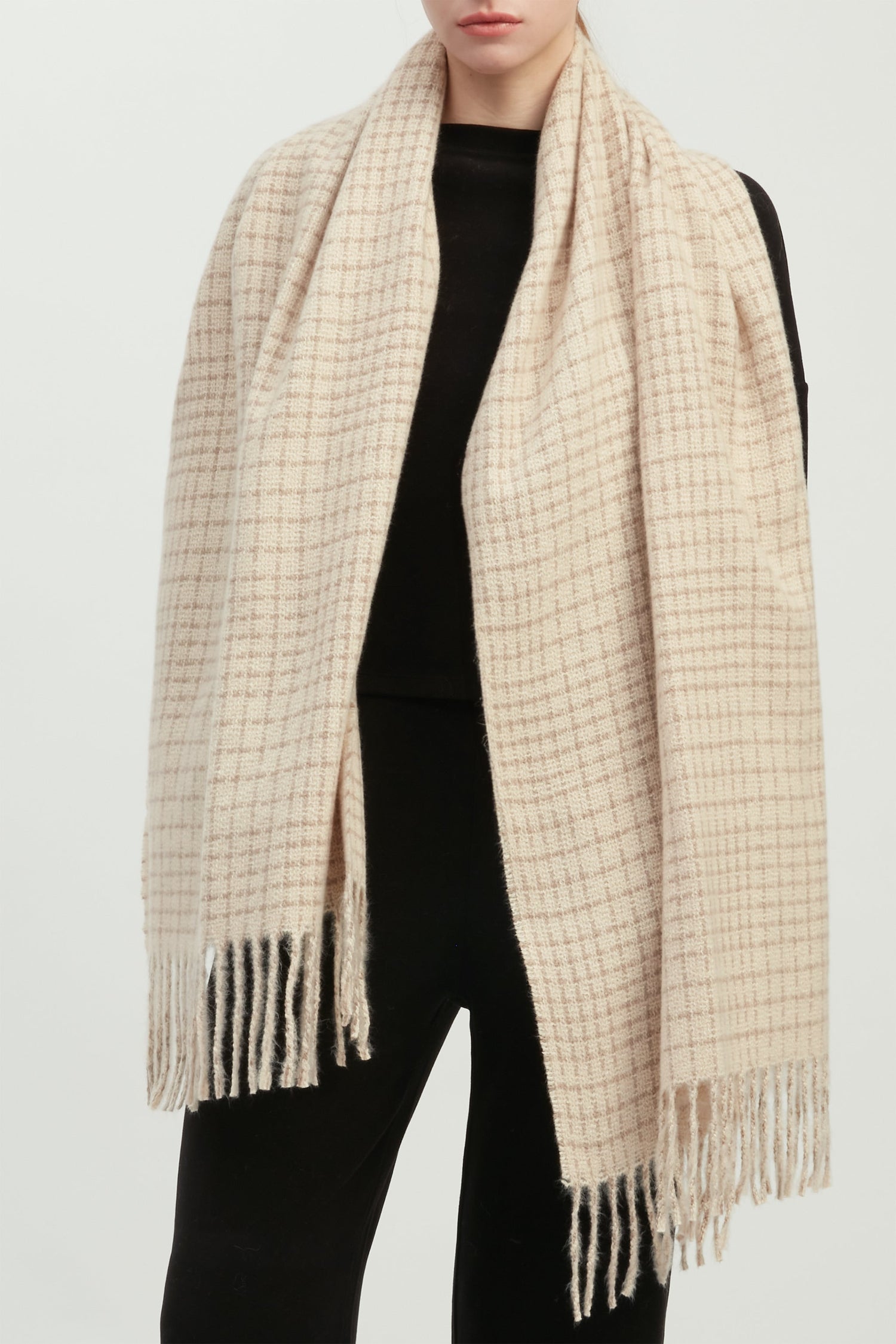 Textured Tweed Check Scarf