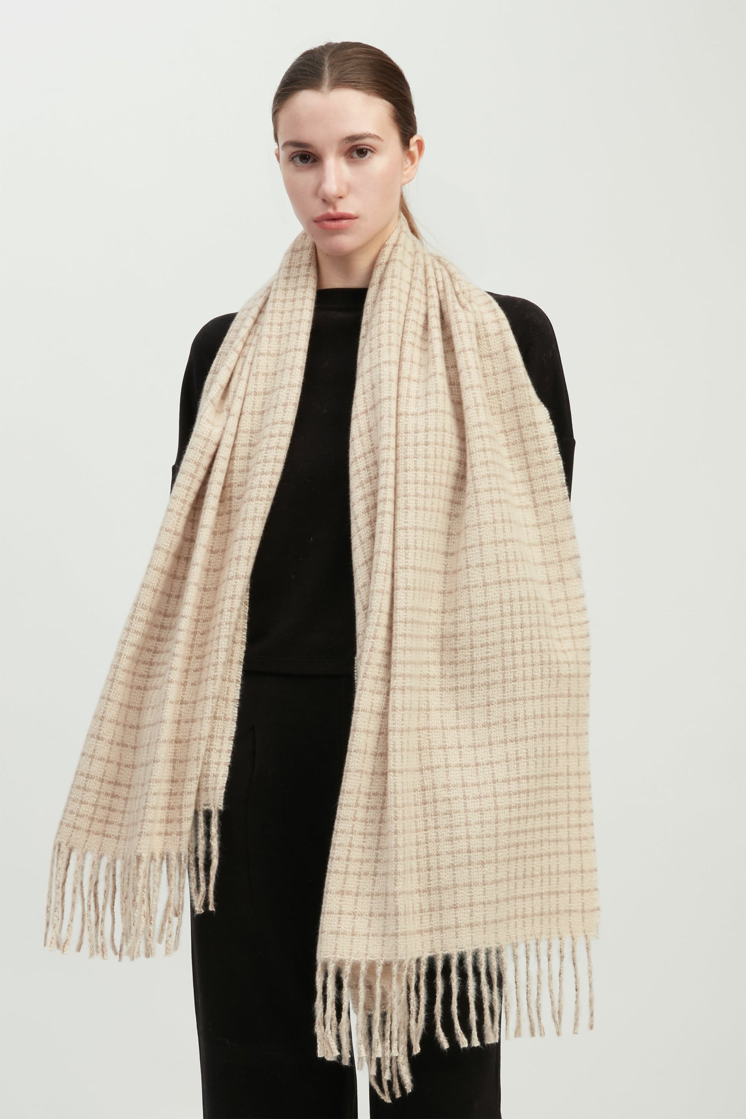 Textured Tweed Check Scarf
