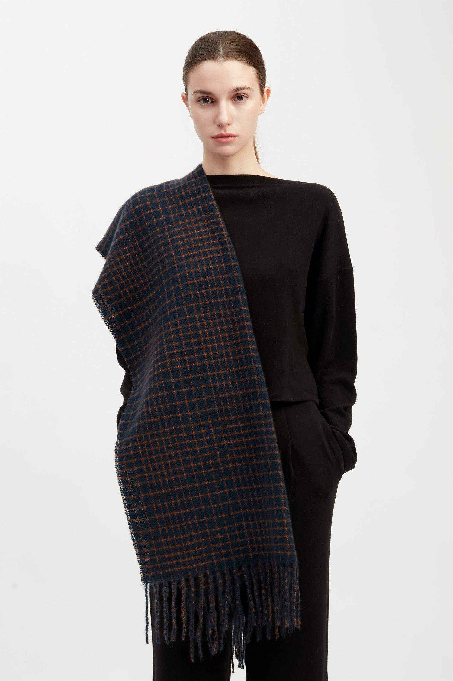 Textured Tweed Check Scarf