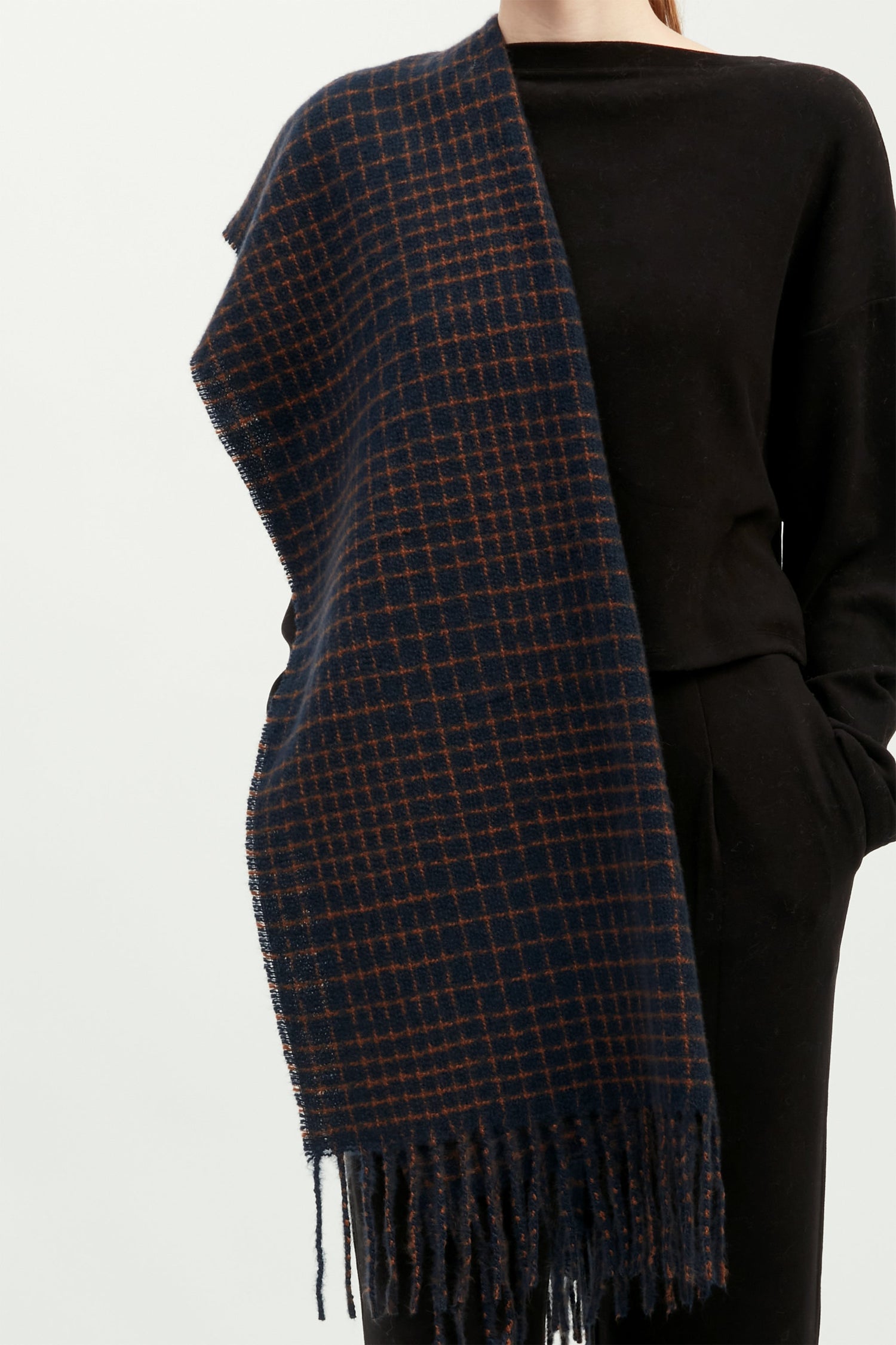 Textured Tweed Check Scarf