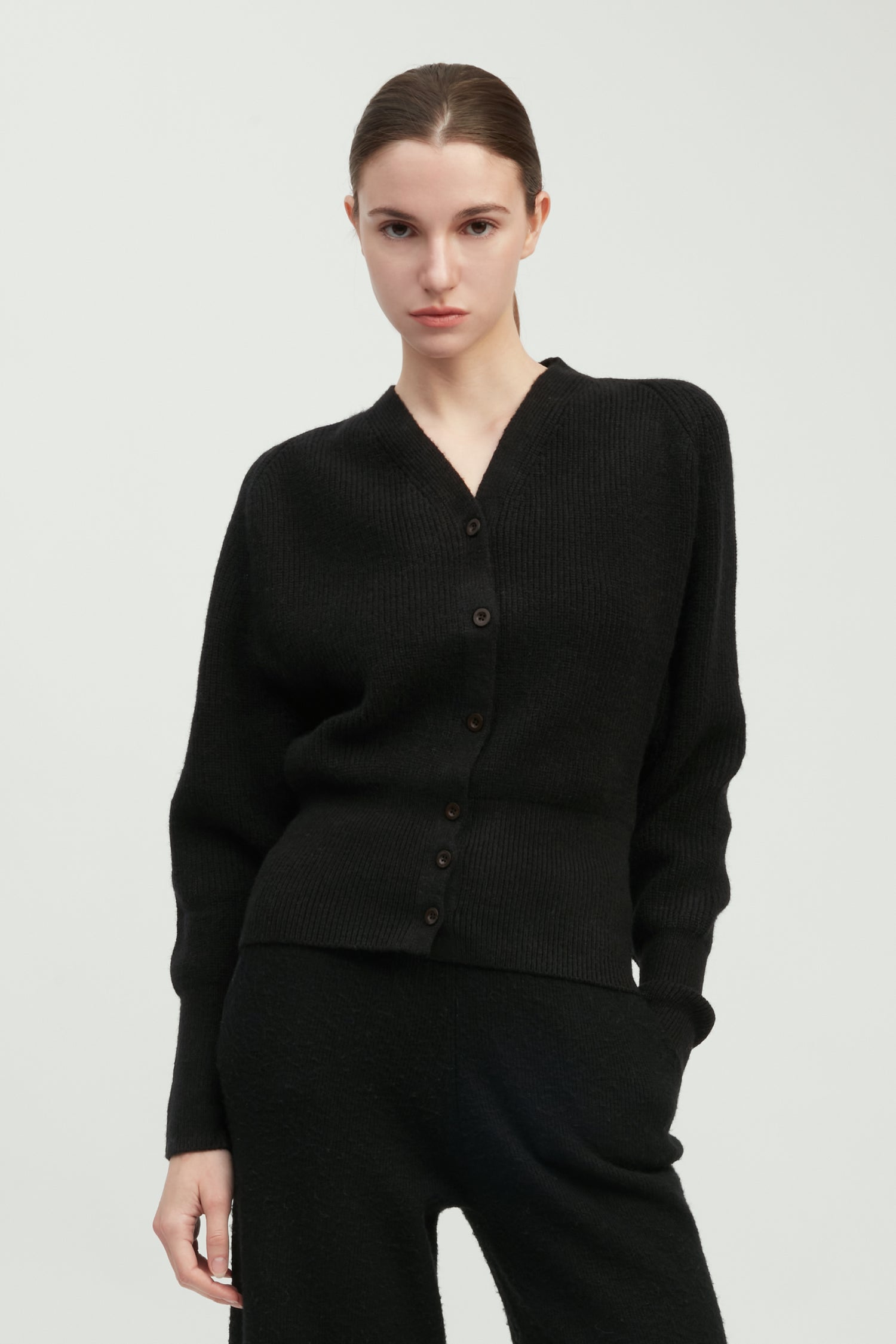 Puff Sleeve V-neck Knit Cardigan