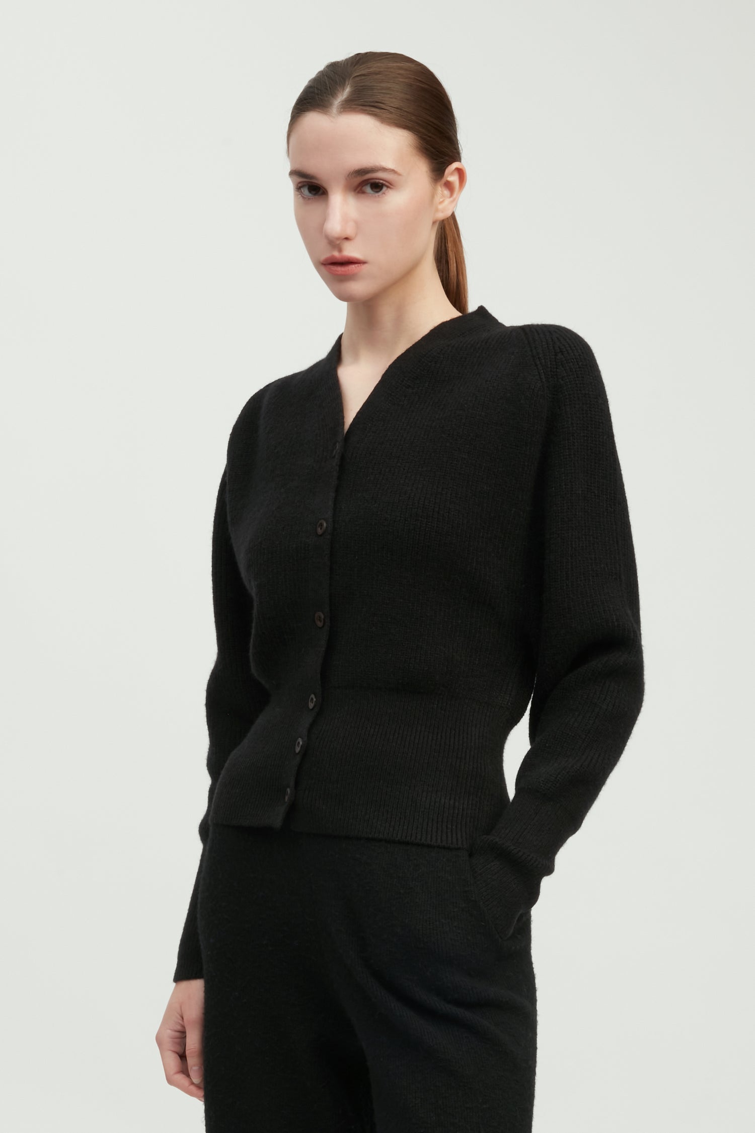 Puff Sleeve V-neck Knit Cardigan