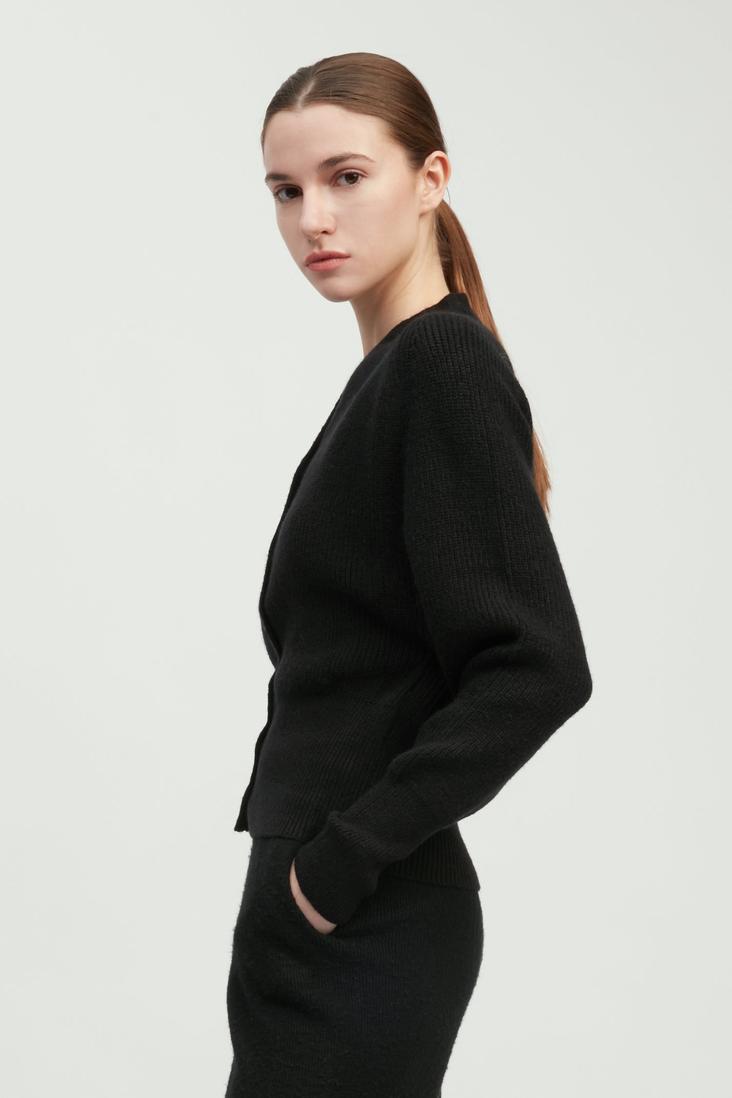 Puff Sleeve V-neck Knit Cardigan