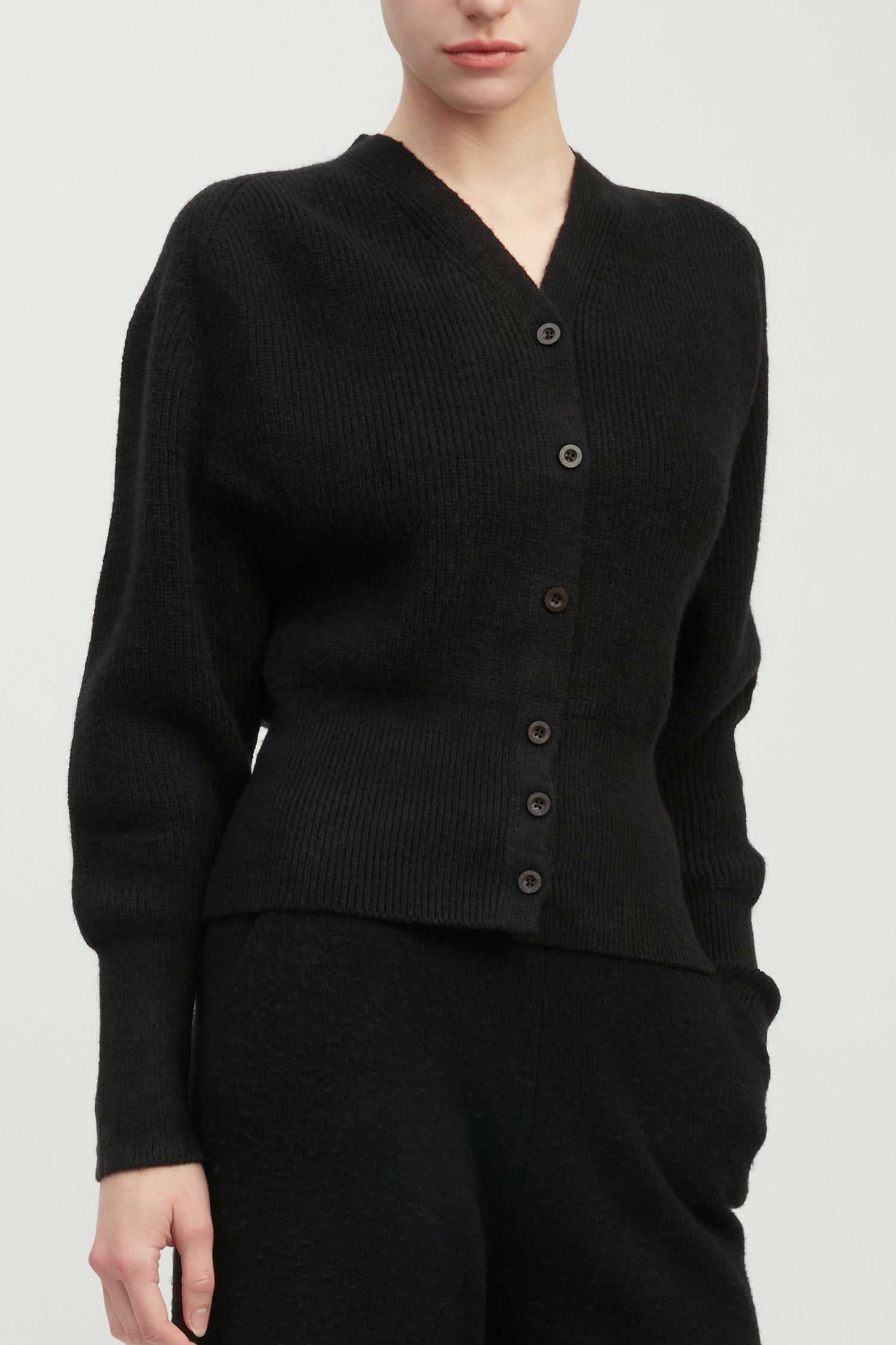 Puff Sleeve V-neck Knit Cardigan