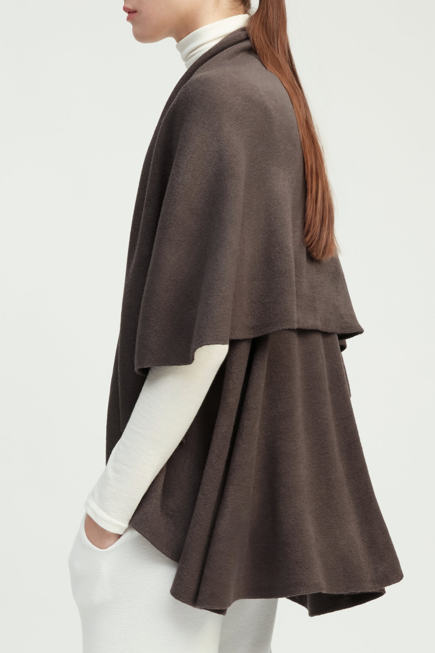 Charcoal multi-way shawl vest with lightweight drape for versatile everyday layering – Common Knit