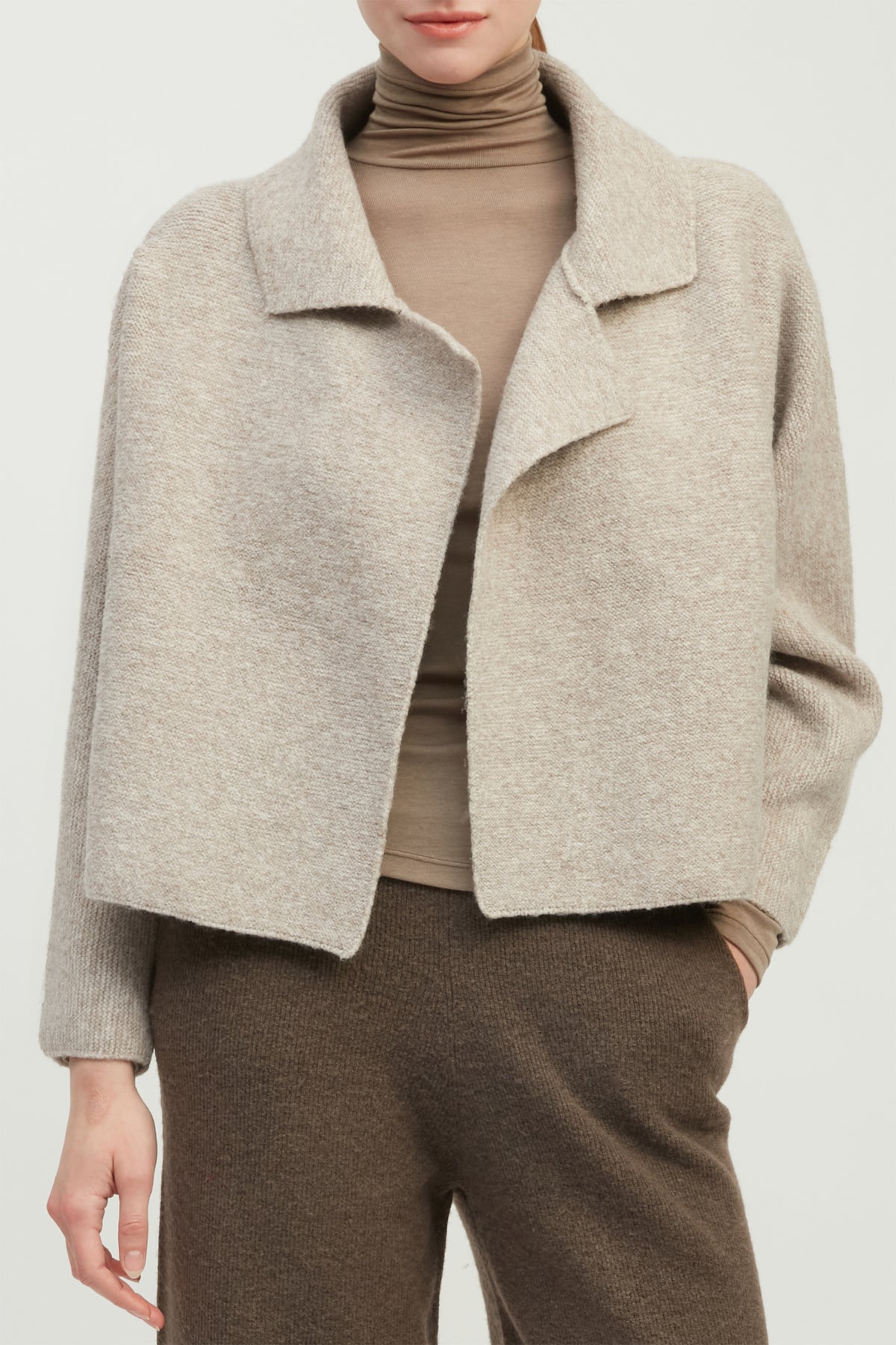 Flap Collar Crop Cardigan